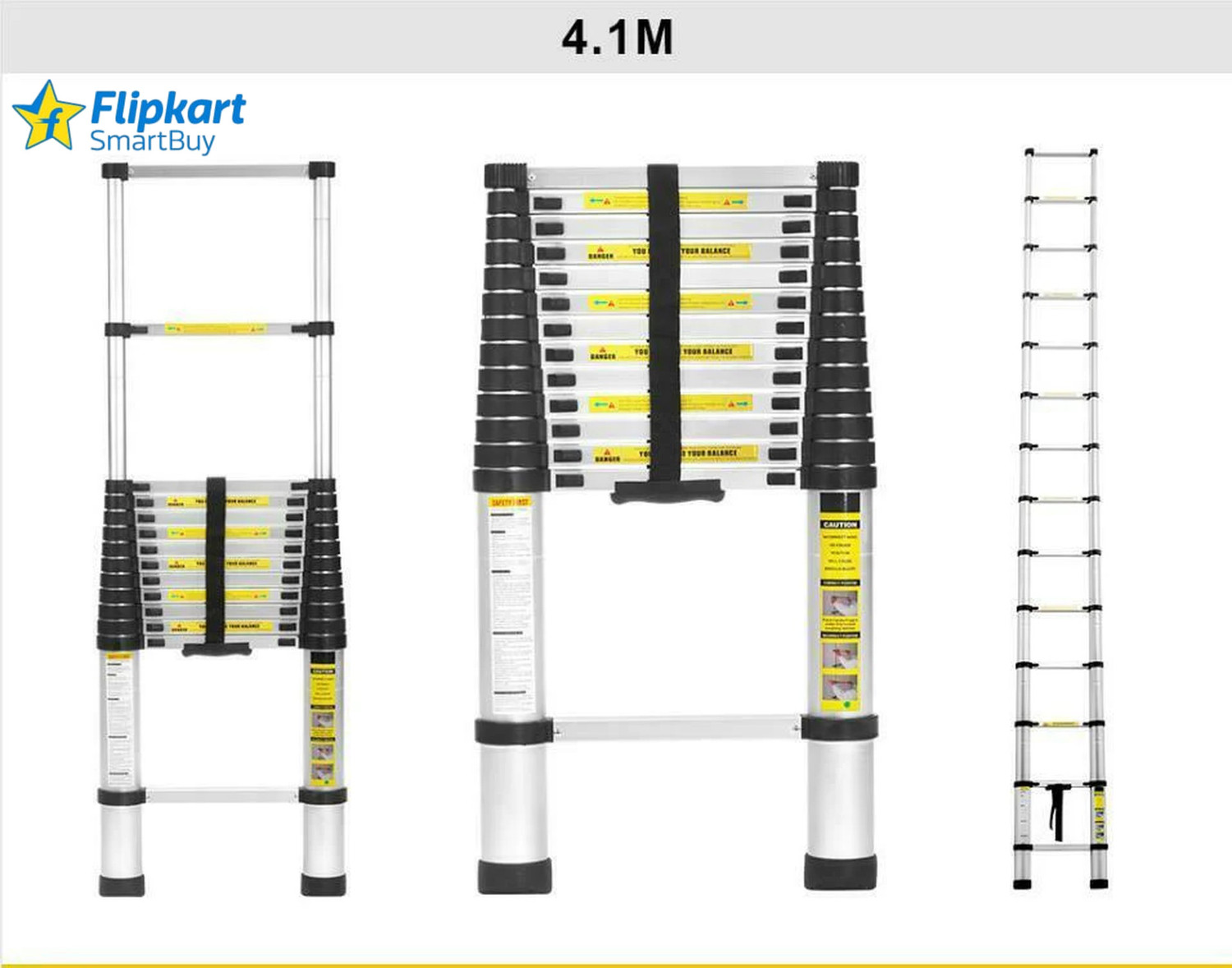 Image of Flipkart SmartBuy 14 Feet Portable Lightweight Compact Ultra Stable 4.1 Meter Telescopic Aluminium Ladder