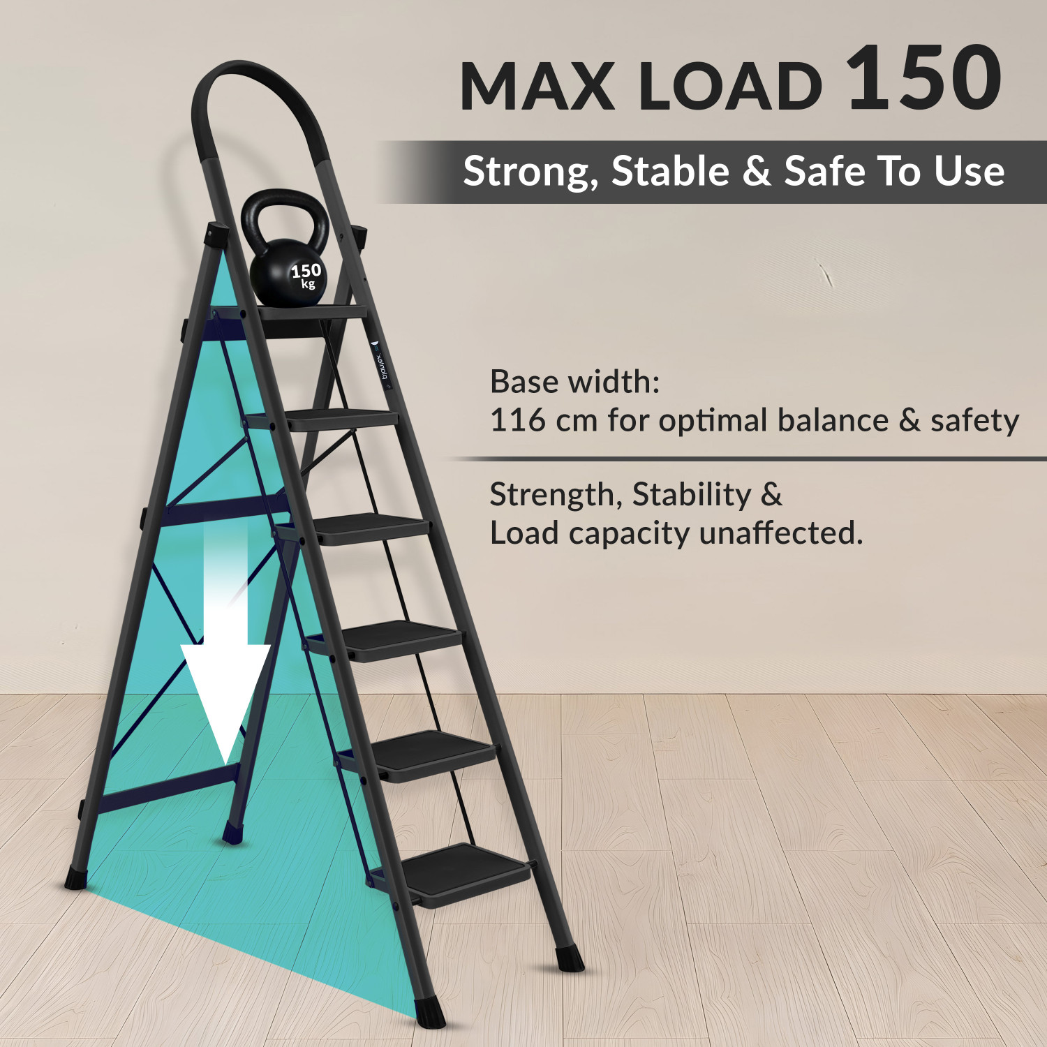 Image of Plantex 6 Step Ladder for Home /Minor Surface Marks /Strong Foldable Anti-Skid Ladder Steel Ladder