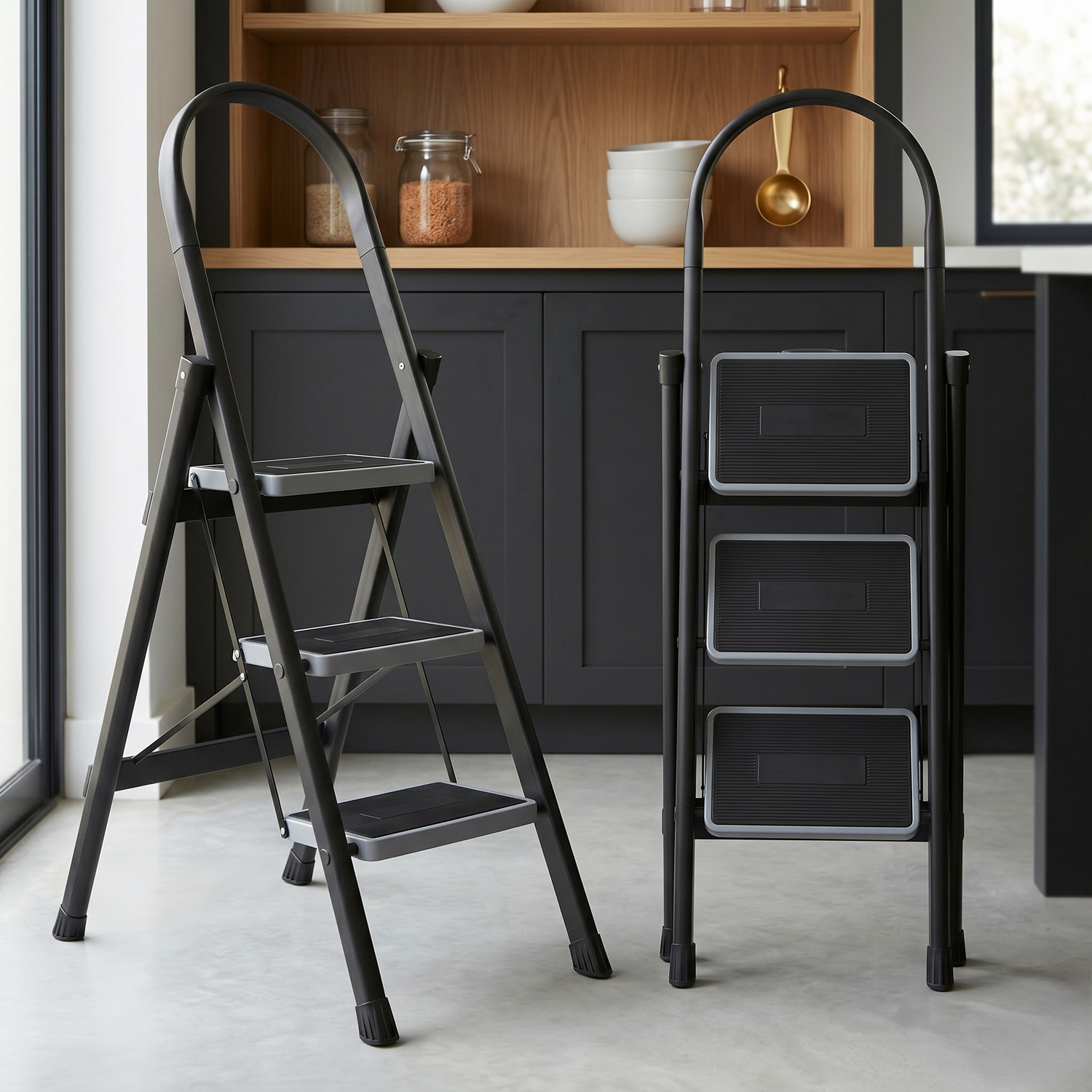 Image of Flipkart SmartBuy Premium 3 Step Steel Foldable Ladder with Anti Skid Wide Steps for Home Kitchen Steel Ladder