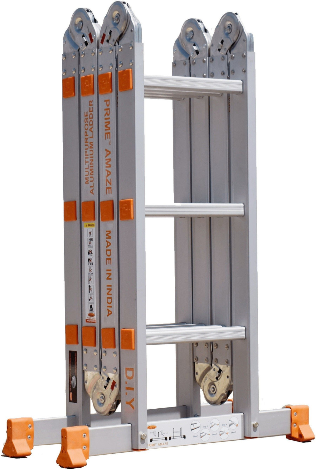 Image of Prime Amaze 12 feet (12 Steps) Multipurpose 8-in-1 Foldable Aluminium Ladder Aluminium Ladder