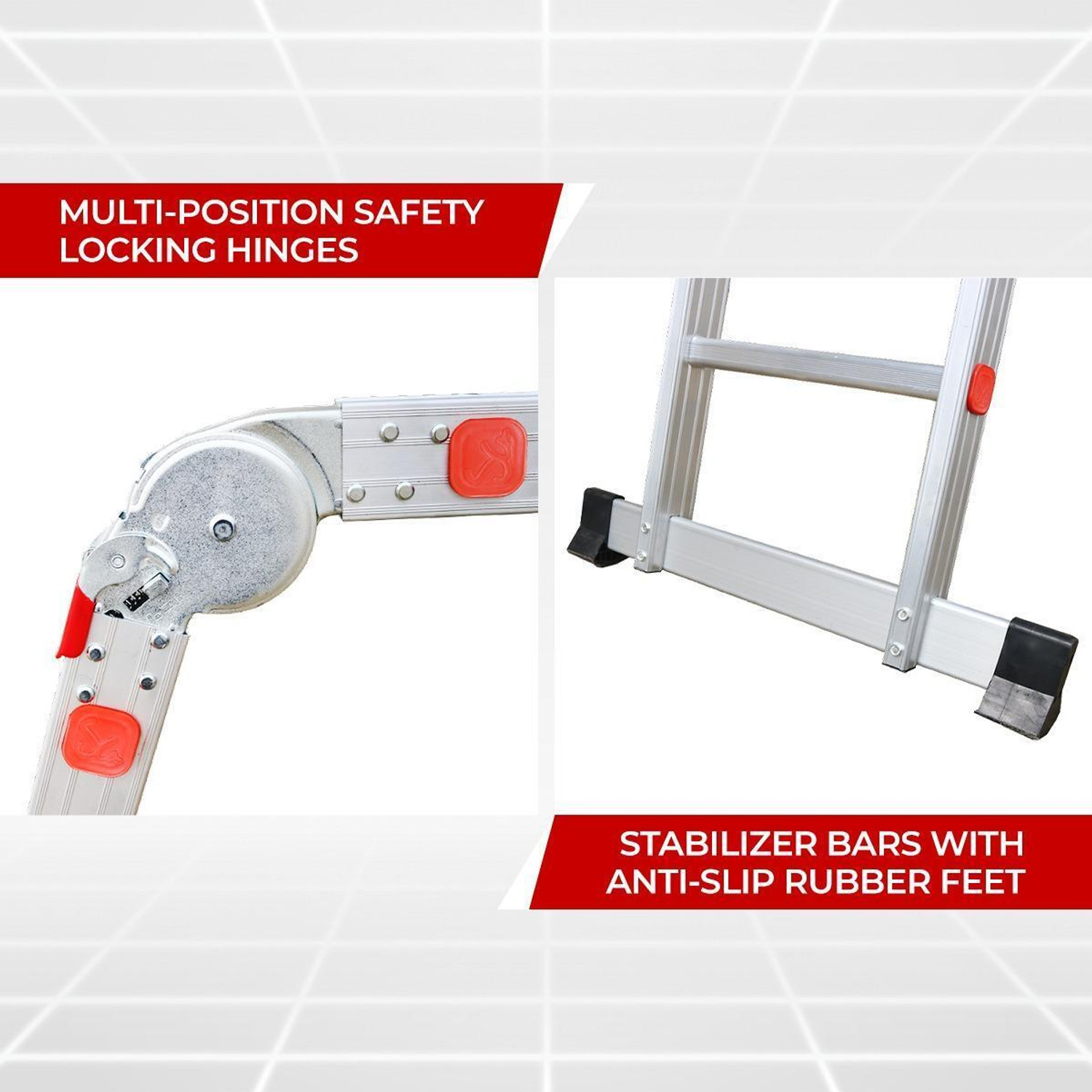 Image of LIBERTI 20 FT Foldable Multipurpose Ladder | Heavy Duty Portable Ladder for Home Aluminium Ladder