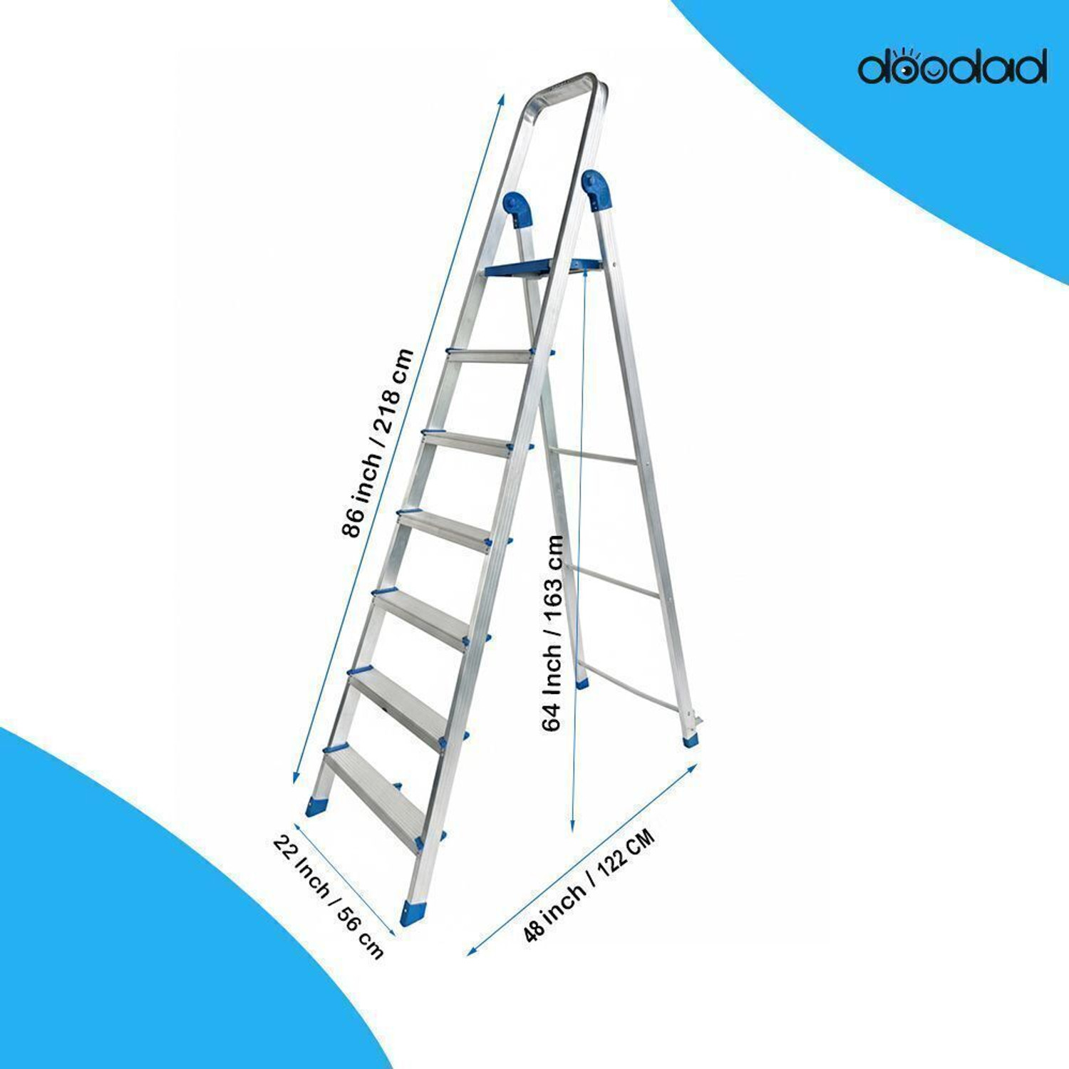Image of doodad 7 Step 100% Aluminium material | No Steel Parts | Rust-Free Step Ladder for Home Aluminium Ladder