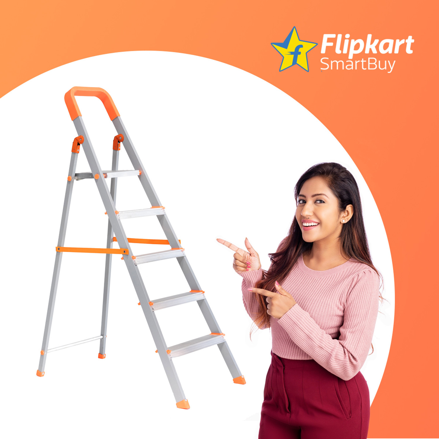 Image of Flipkart SmartBuy 5 Step Hybrid Aluminium Ladder