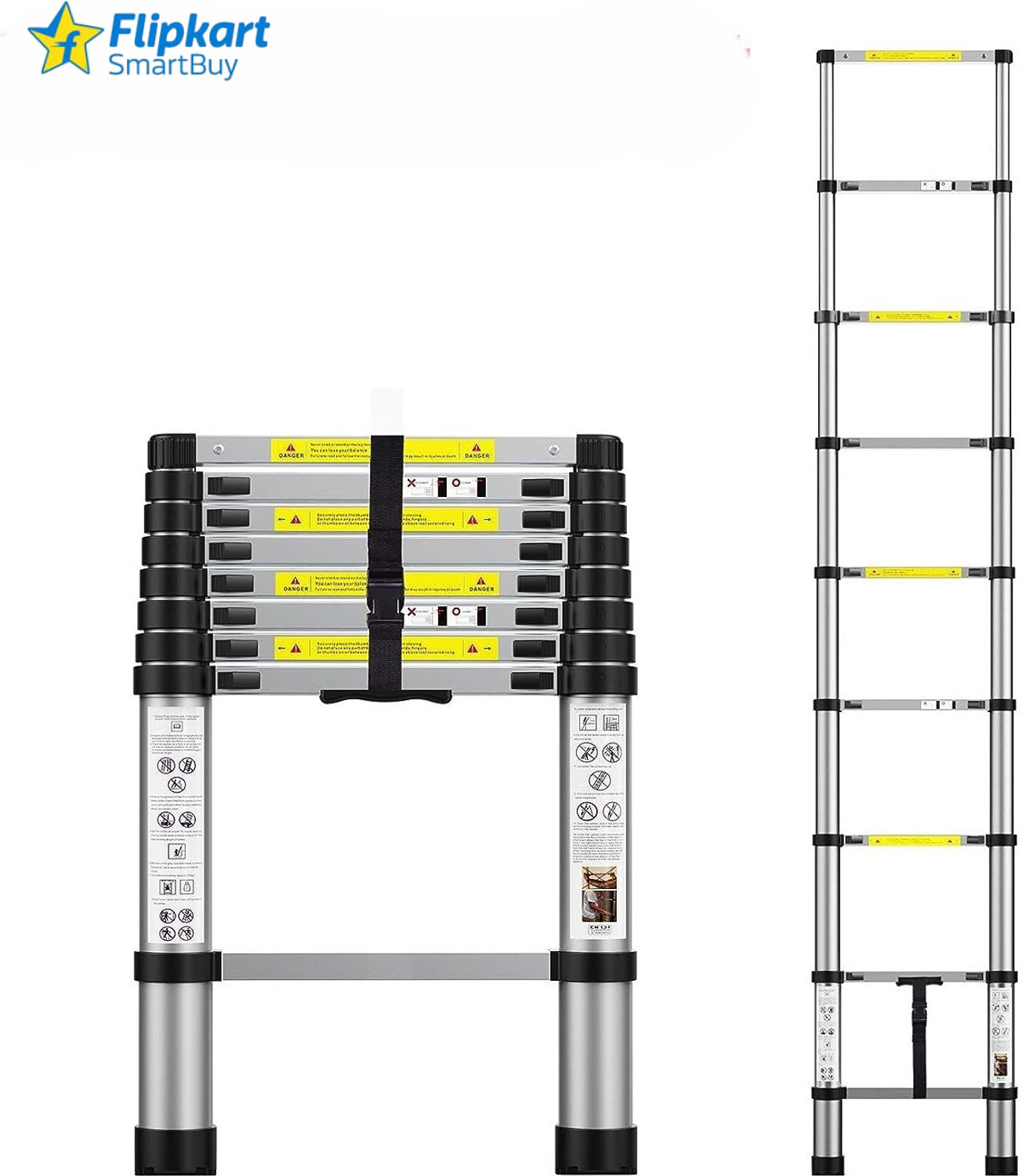 Image of Flipkart SmartBuy 9 Feet Portable Lightweight Compact Ultra Stable 2.6 Meter Telescopic Aluminium Ladder