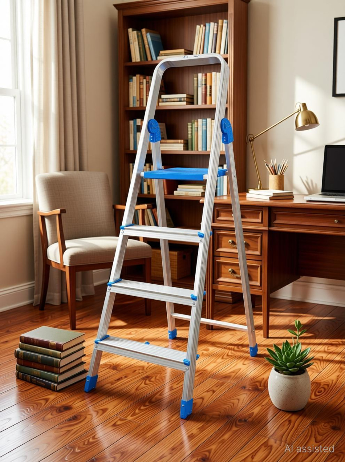 Image of doodad 4 Step 100% Aluminium material | No Steel Parts | Rust-Free Step Ladder for Home Aluminium Ladder