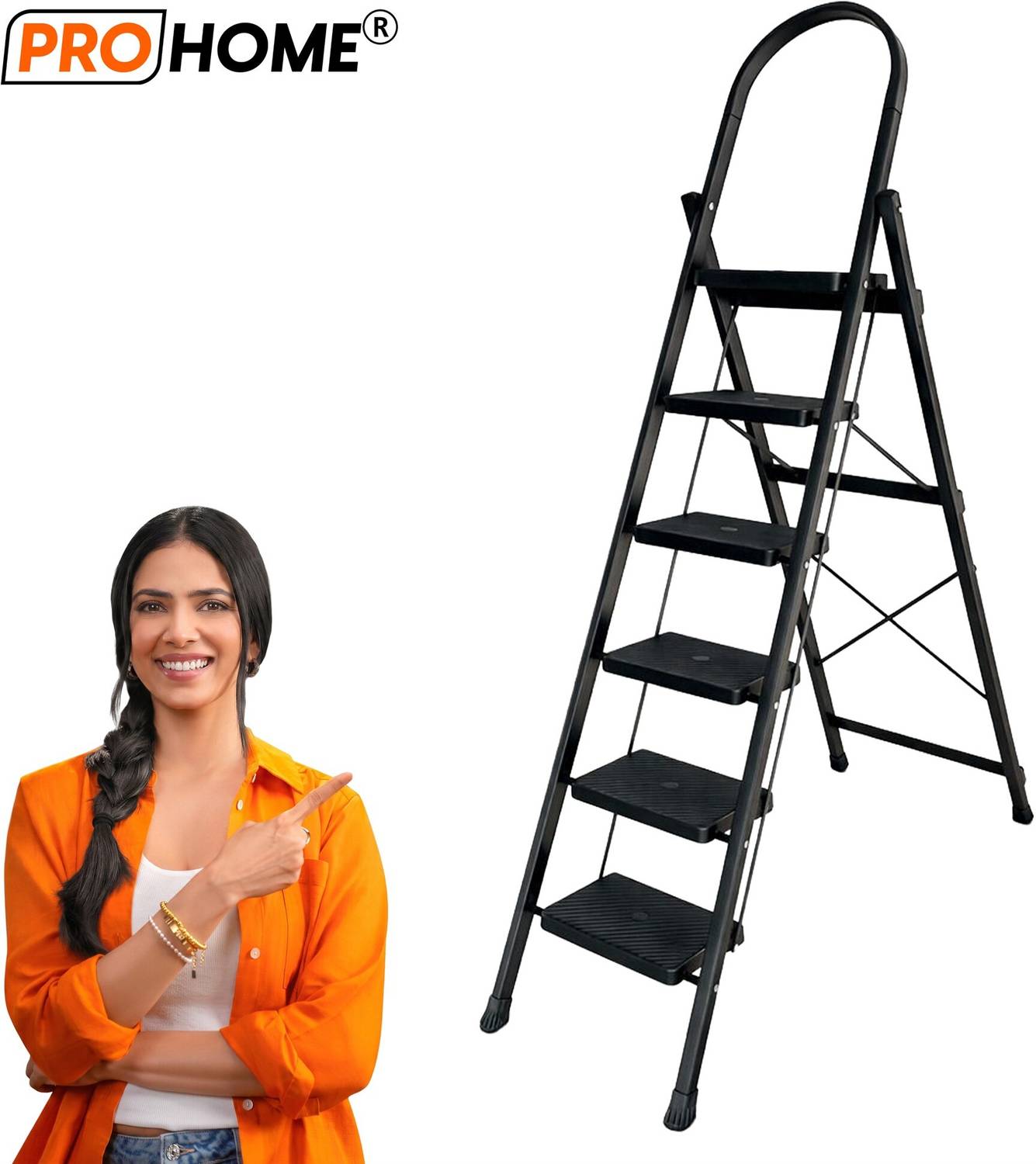 ProHome 6 Step Steel Ladder with Anti-Skid Shoes - Image 1