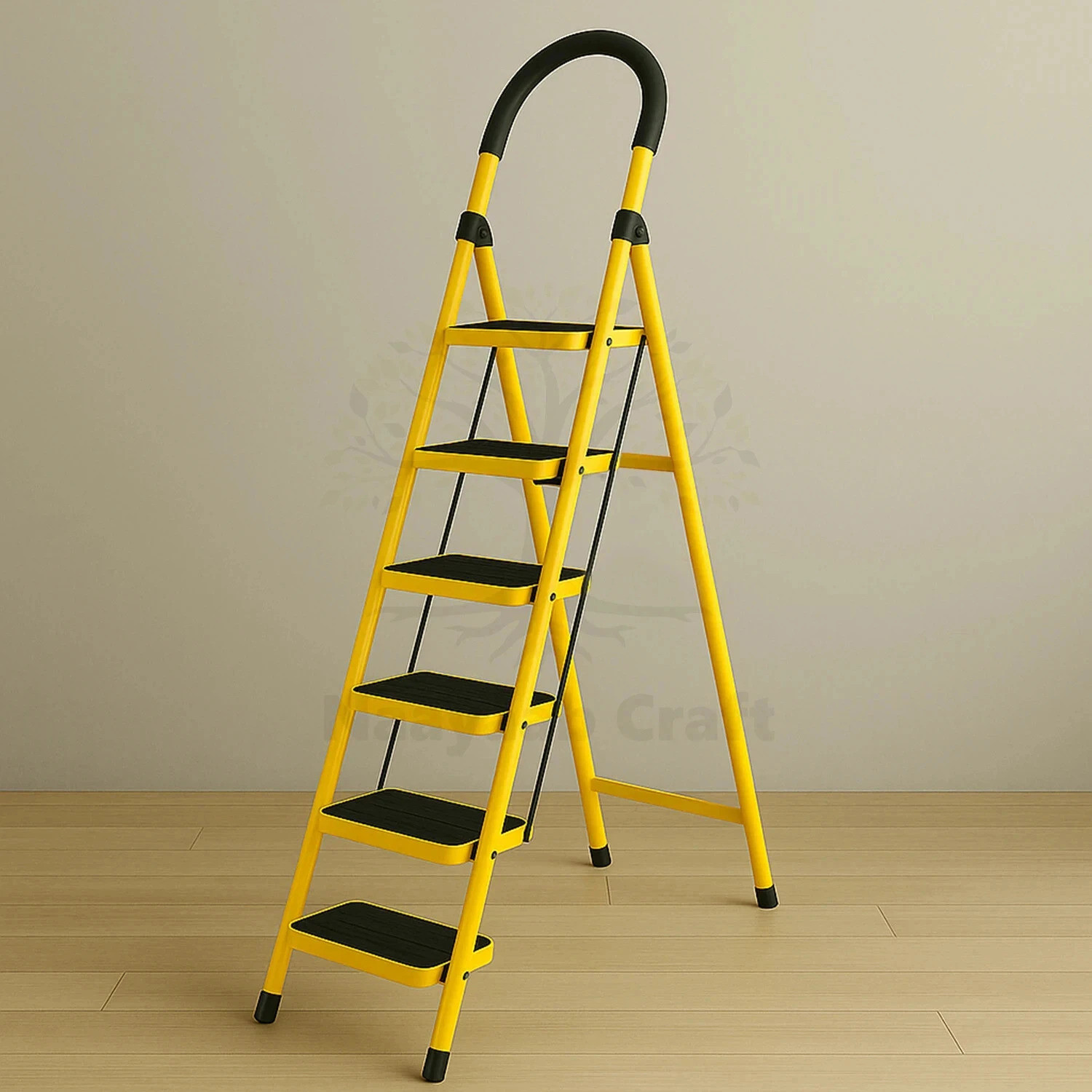 Image of Naayaab Craft Premium Folding Stairs 6-Step Ladder for Home Use with Wide Anti-Slip Steps Steel Ladder