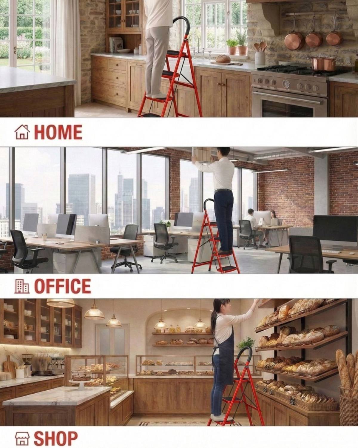 doodad Na 6 Step Foldable Red Ladder - Image 5