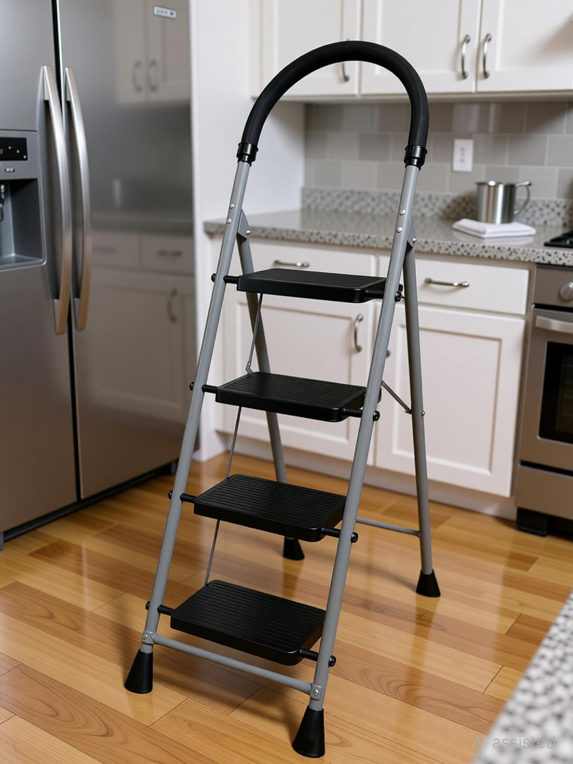 Image of FLIPZON Halo Foldable 4 Step Ladder for Home and Office Use | Alloy Steel | Wide Steps Plastic, Steel Ladder