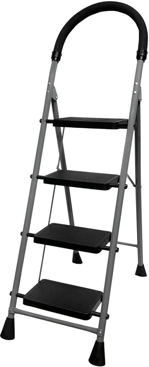 Image of FLIPZON Halo Foldable 4 Step Ladder for Home and Office Use | Alloy Steel | Wide Steps Plastic, Steel Ladder