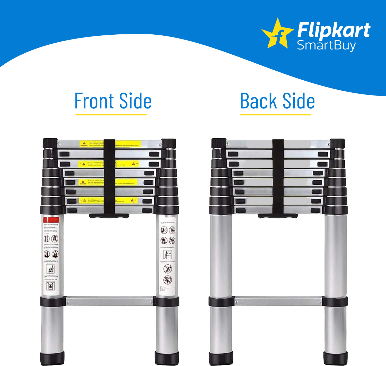 Image of Flipkart SmartBuy 2.6M(8.5FT) Multi-Purpose,Compact & Easy to Carry Telescopic Ladder Extendable Aluminium Ladder