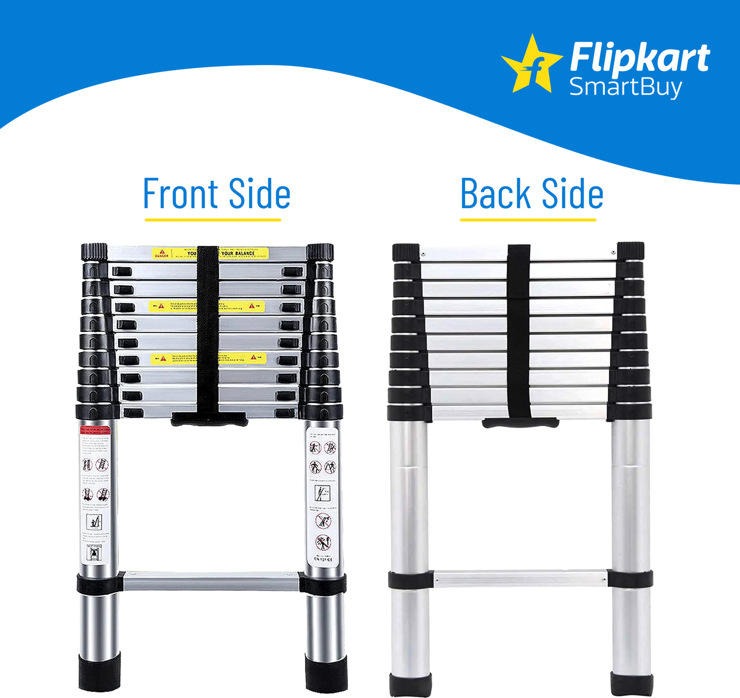Image of Flipkart SmartBuy 3.2M(10.5FT) Multi-Purpose,Compact & Easy to Carry Telescopic Ladder Extendable Aluminium Ladder