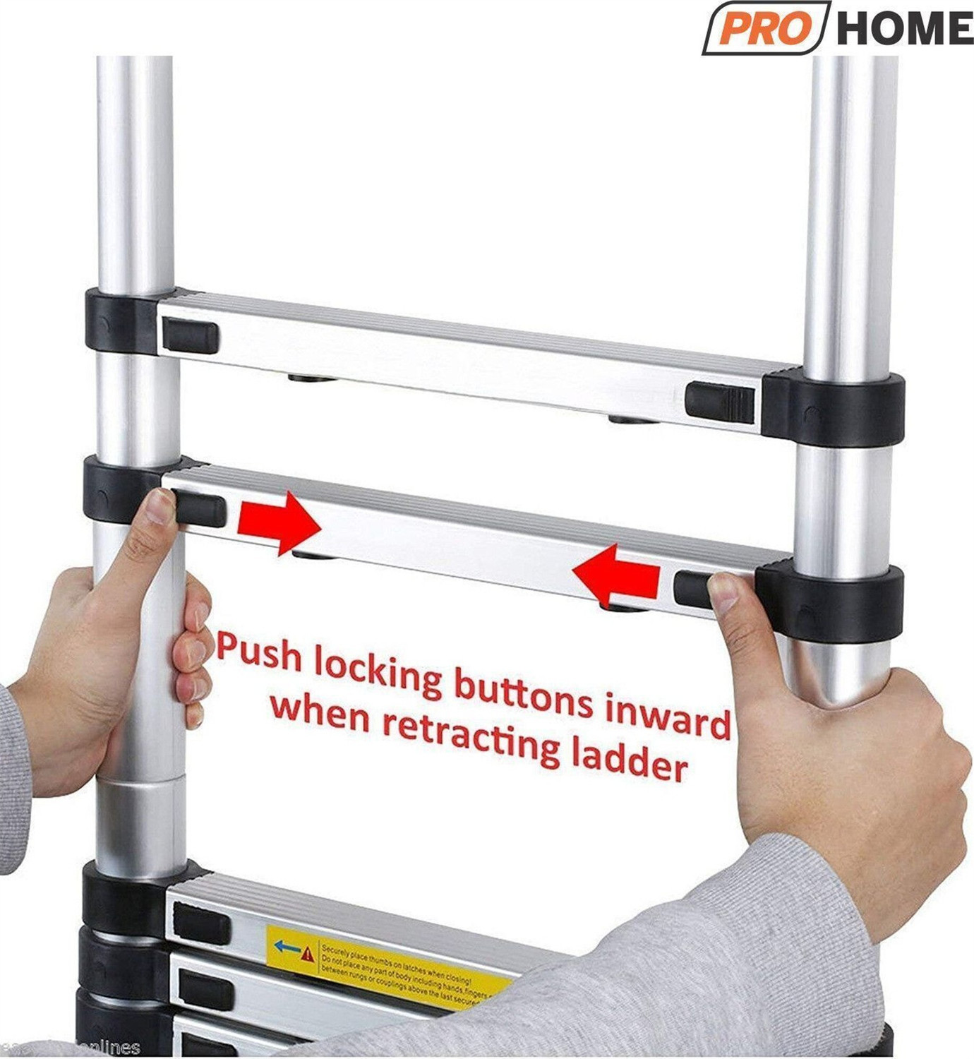Image of ProHome 5.1 Meter (16.73 feet) Portable & Compact 13-Steps Foldable Telescopic Carbon Steel Ladder