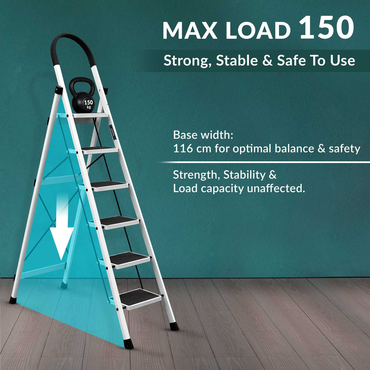 Image of Plantex Ladder for Home /Anti-Skid Strong Foldable Wide 6 Step Ladder /Minor Surface Marks Steel Ladder