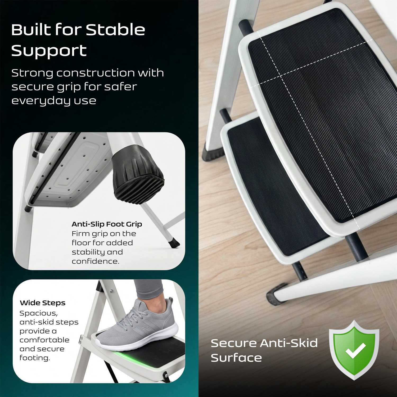 Image of ProHome Vetro 5 Step Foldable Steel Ladder for Home with Anti-Slip Shoes Steel Ladder