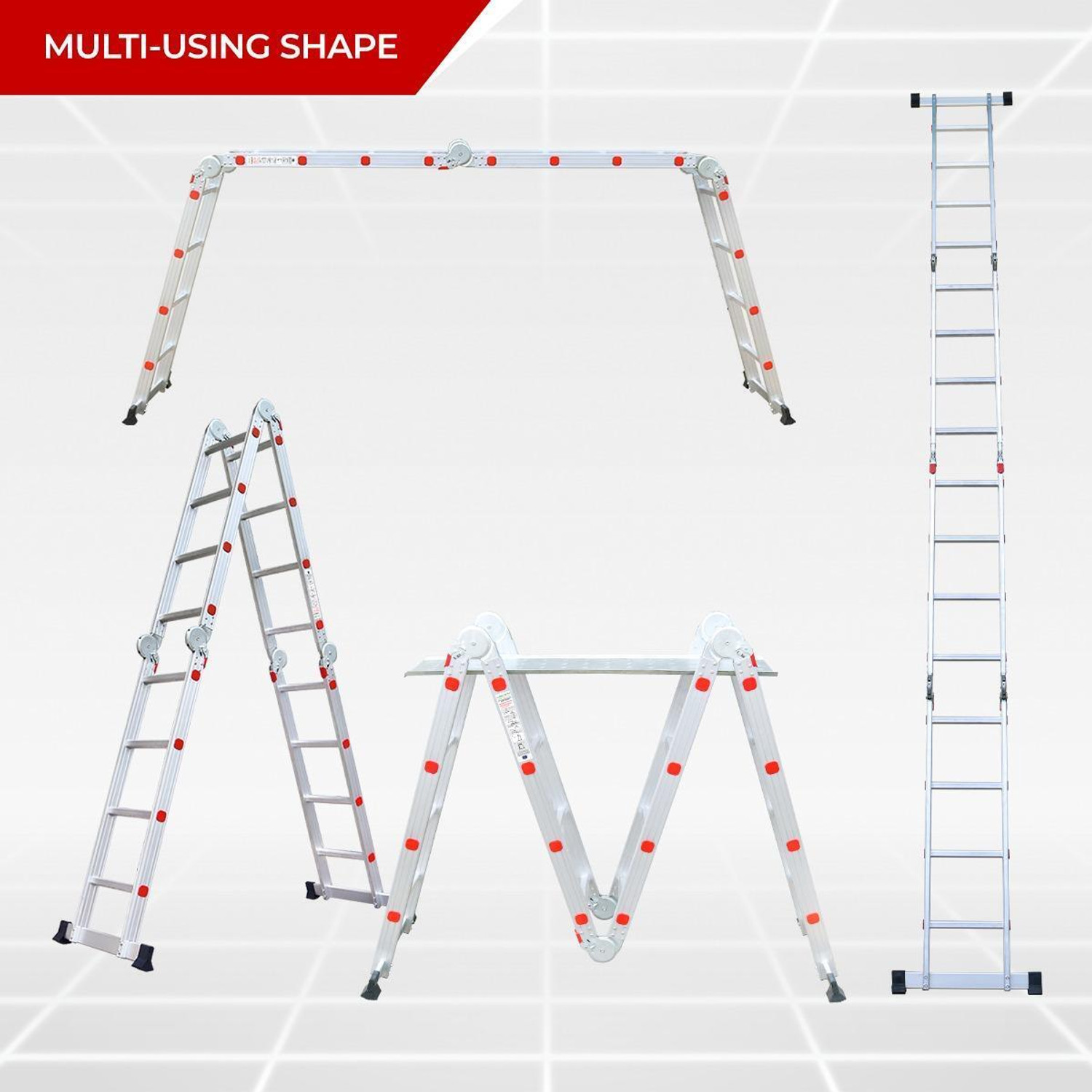 Image of LIBERTI 20 FT Foldable Multipurpose Ladder | Heavy Duty Portable Ladder for Home Aluminium Ladder