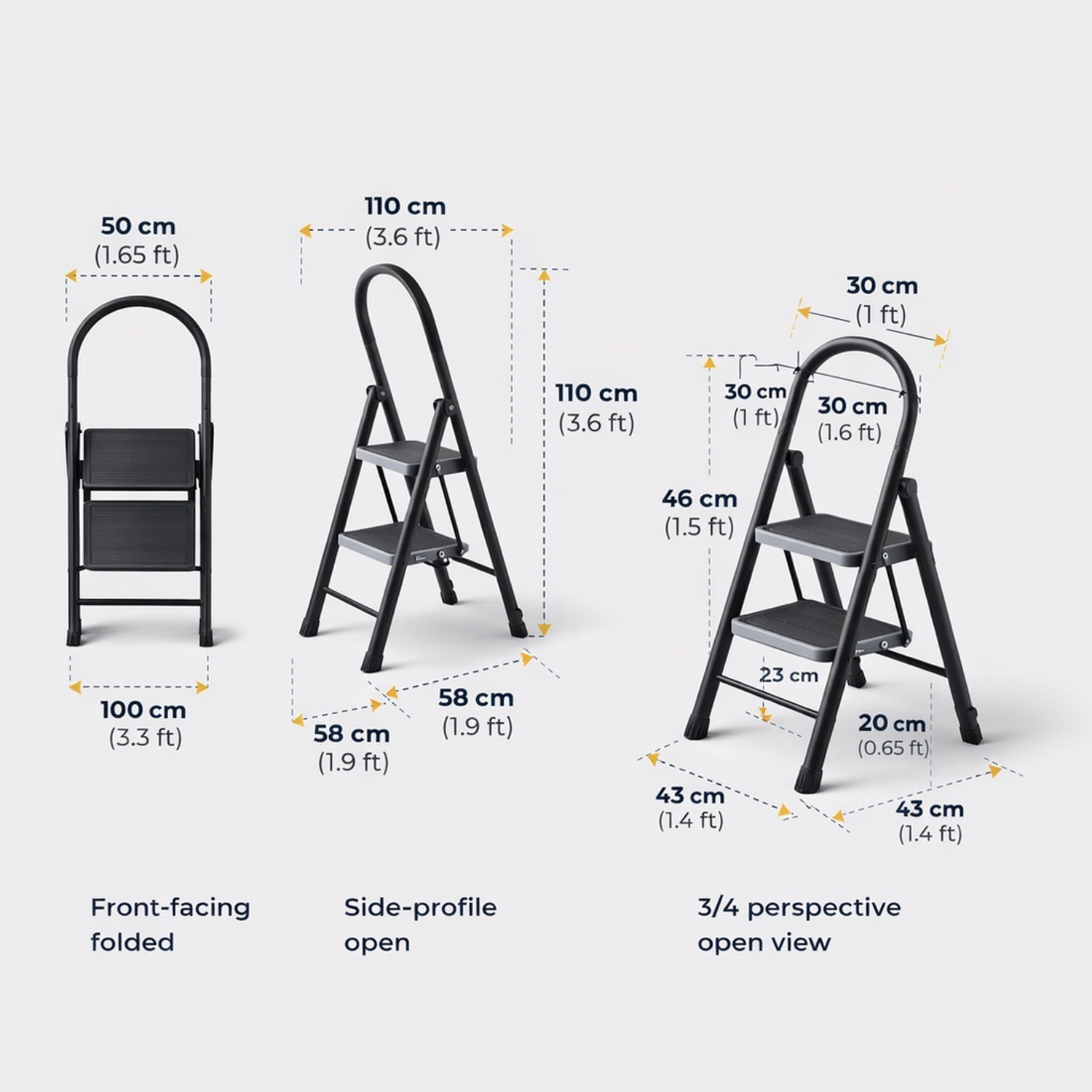 Image of Flipkart SmartBuy Premium 2 Step Steel Foldable Ladder with Anti Skid Wide Steps for Home Kitchen Steel Ladder