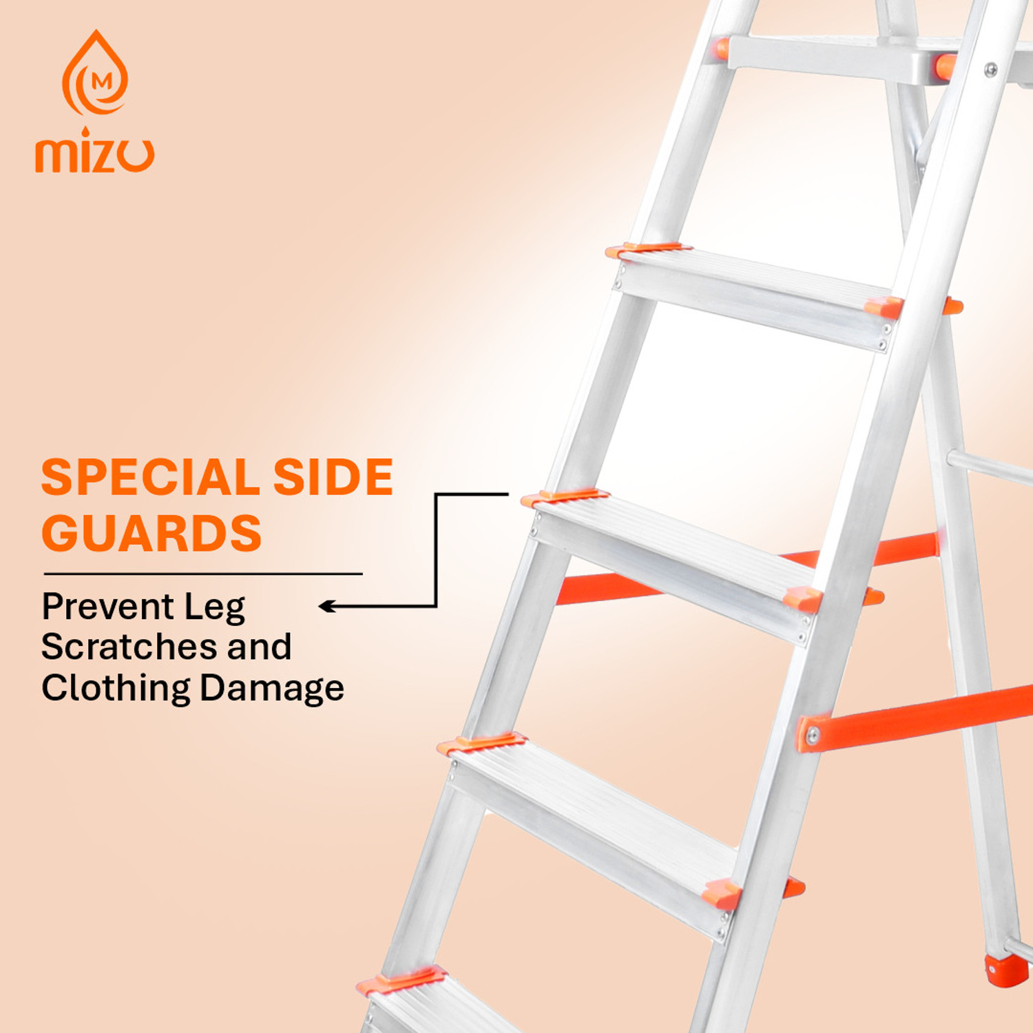 Image of Mizu Exel 8 Steps Ladder For Home With Aluminium Steps & Upto 300 Kgs Load Capacity Steel Ladder