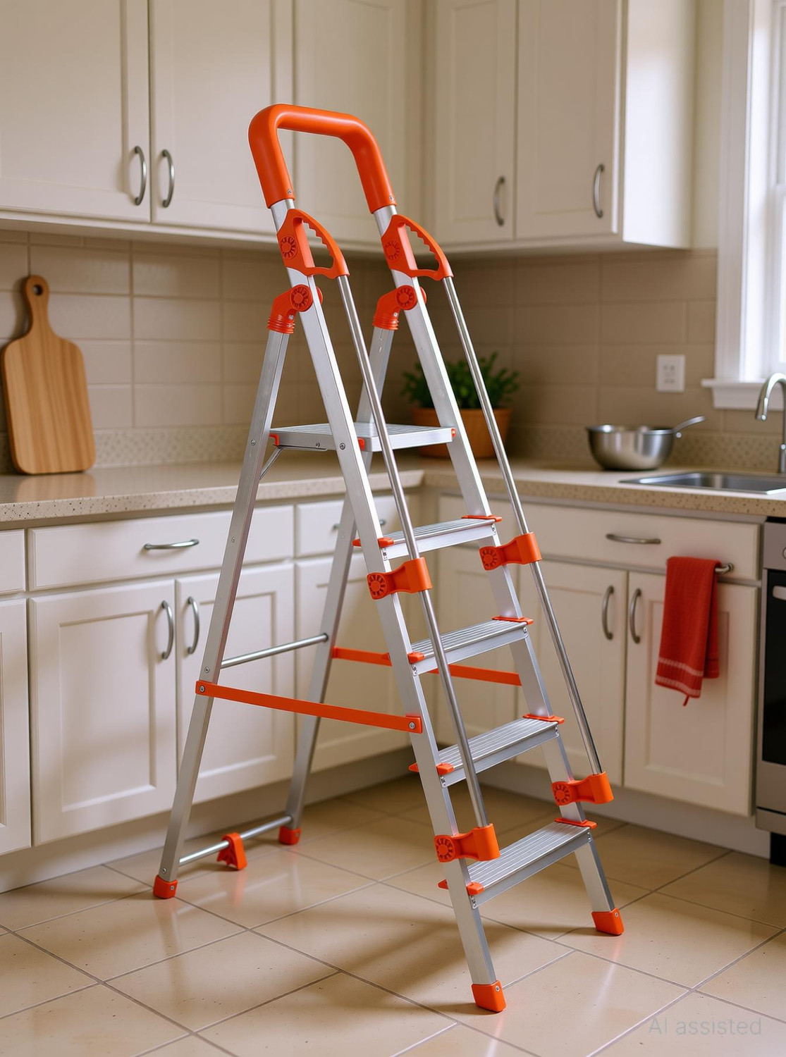 Image of Mizu Exel 5 Steps Ladder For Home With Aluminium Steps & Upto 300 Kgs Load Capacity Steel Ladder