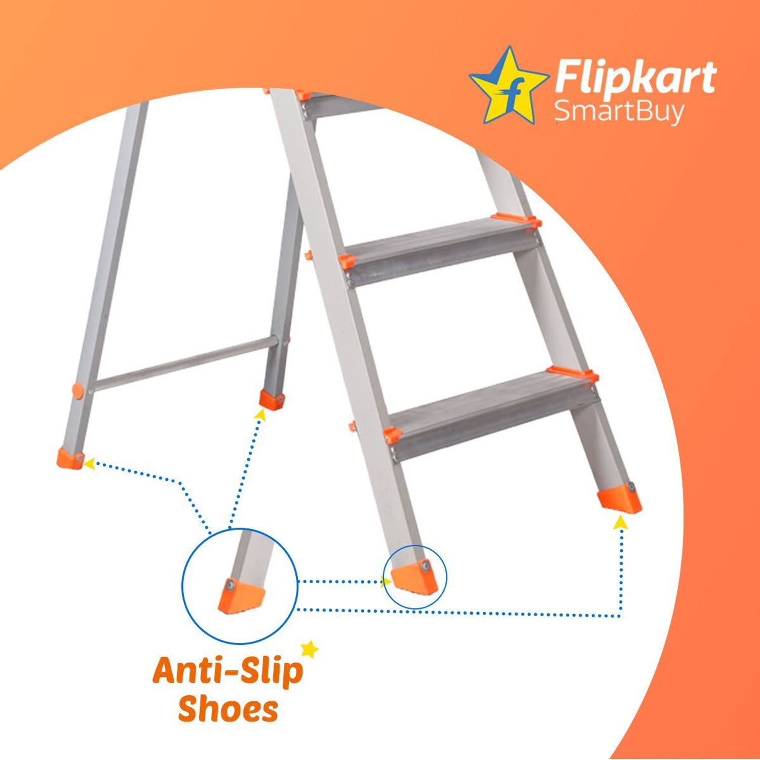 Image of Flipkart SmartBuy Heavy Duty Hybrid Aluminum Step -4 Step Powder Coated Section Ladder for Home Steel Ladder