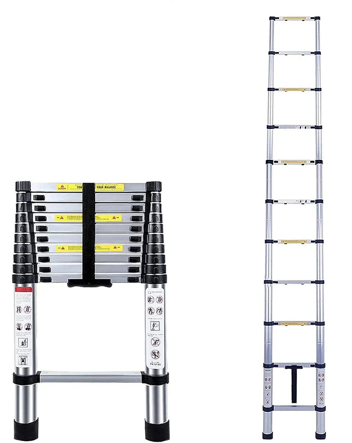 Image of Flipkart SmartBuy 3.2M(10.5FT) Multi-Purpose,Compact & Easy to Carry Telescopic Ladder Extendable Aluminium Ladder