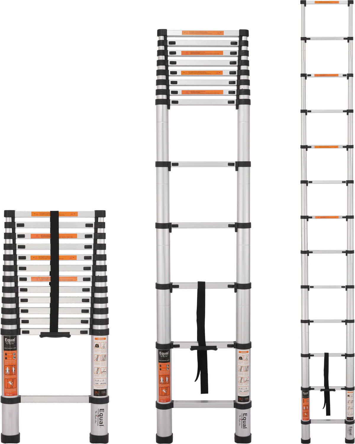 Image of Equal 12.5 ft Telescopic 14 Steps Aluminium Folding Portable Ladder (Finger Protect) Aluminium Ladder