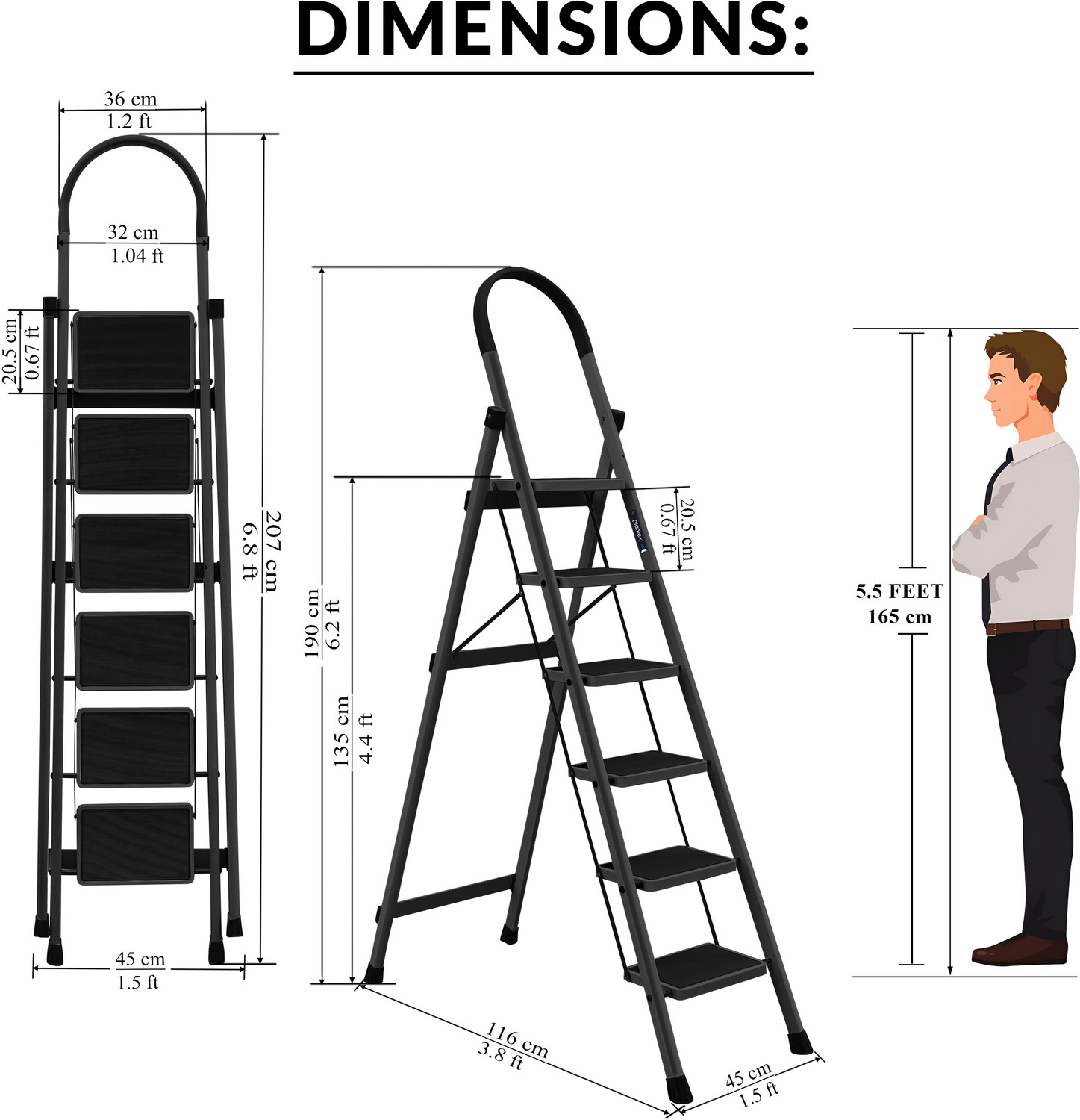 Image of Plantex 6 Step Ladder for Home /Minor Surface Marks /Strong Foldable Anti-Skid Ladder Steel Ladder