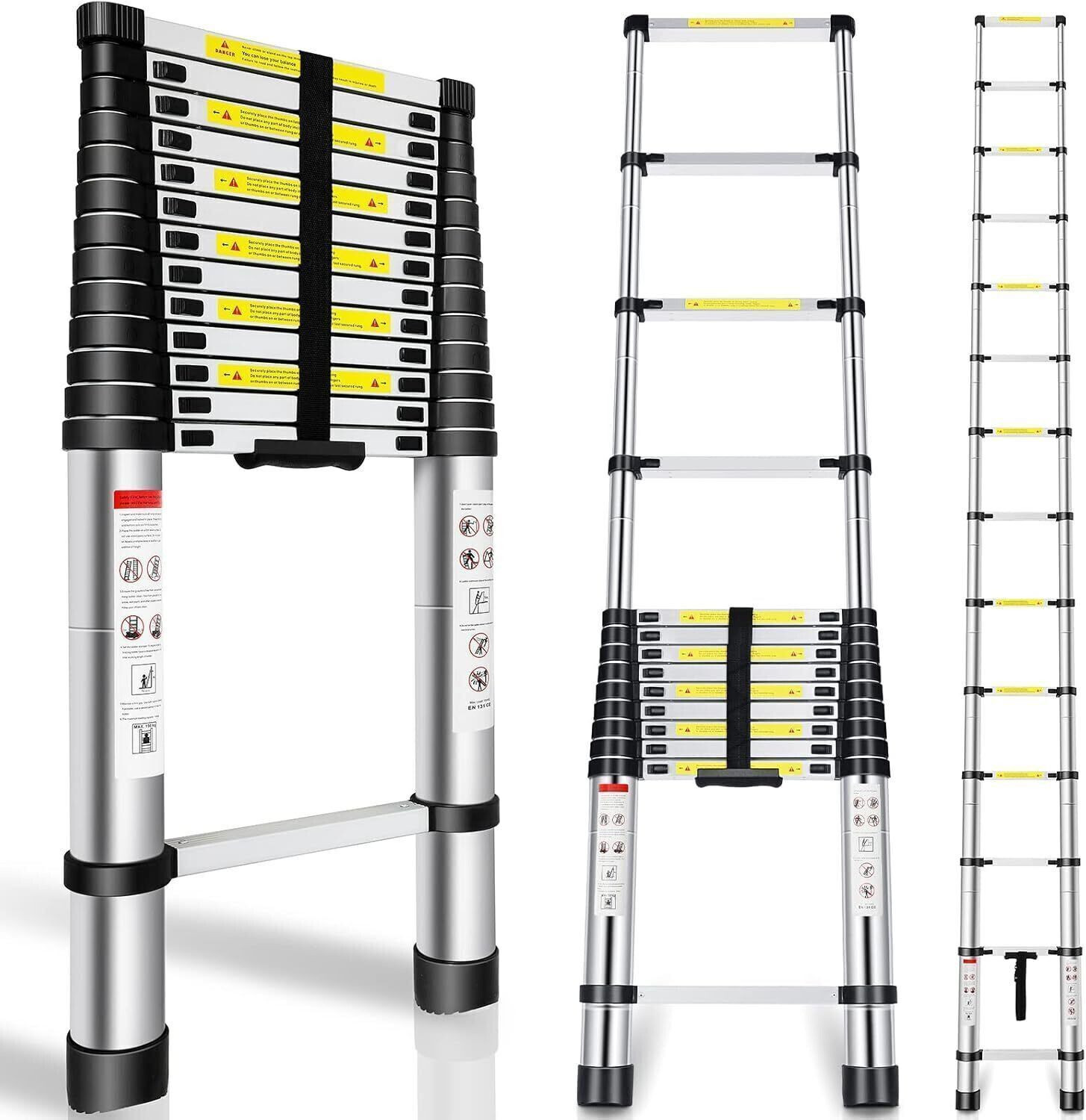Image of ProHome 5.1 Meter (16.73 feet) Portable & Compact 13-Steps Foldable Telescopic Carbon Steel Ladder
