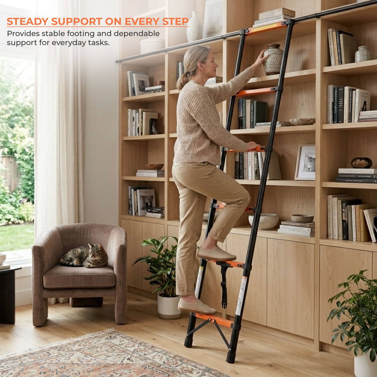 Plantex 2.3m Telescopic Ladder 6-Steps Carbon Steel - Image 2
