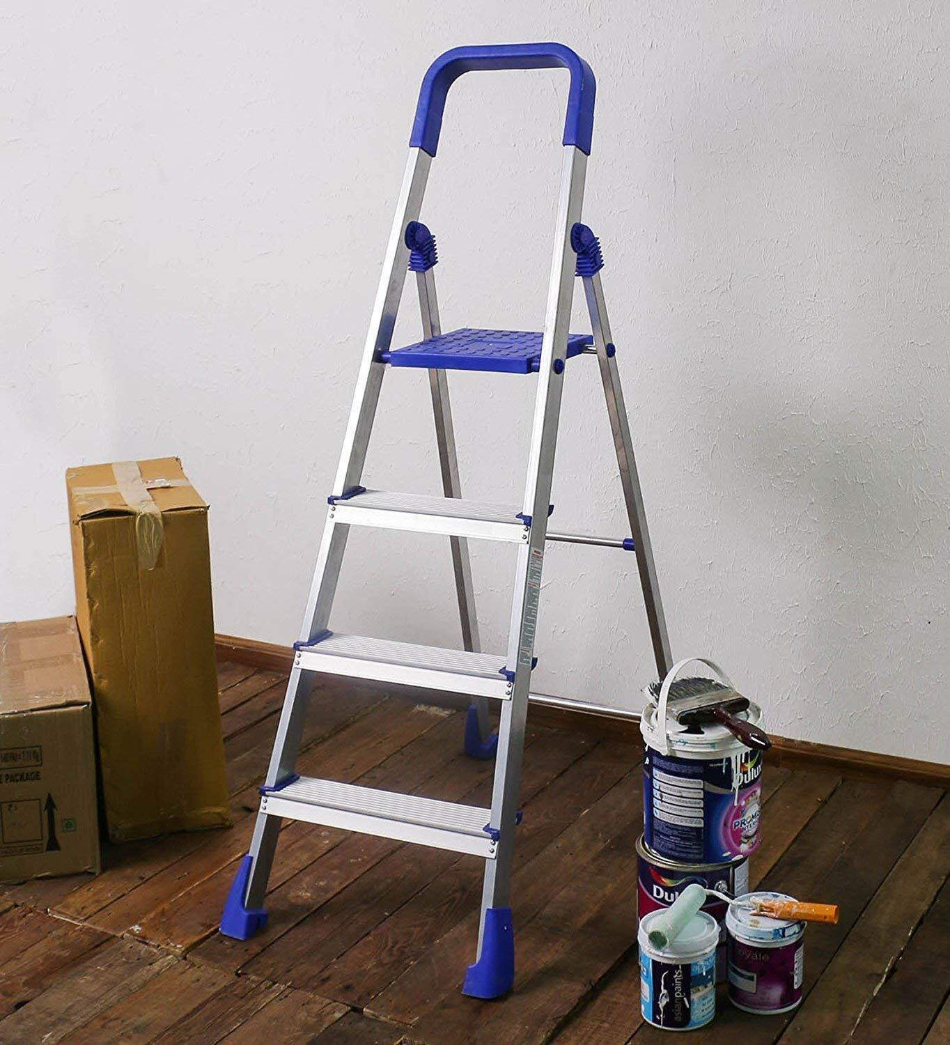 Image of Flipkart SmartBuy Aluminium 4 step ladder for home Dusting & painting folding sidi ladder Aluminium, Plastic, Steel Ladder