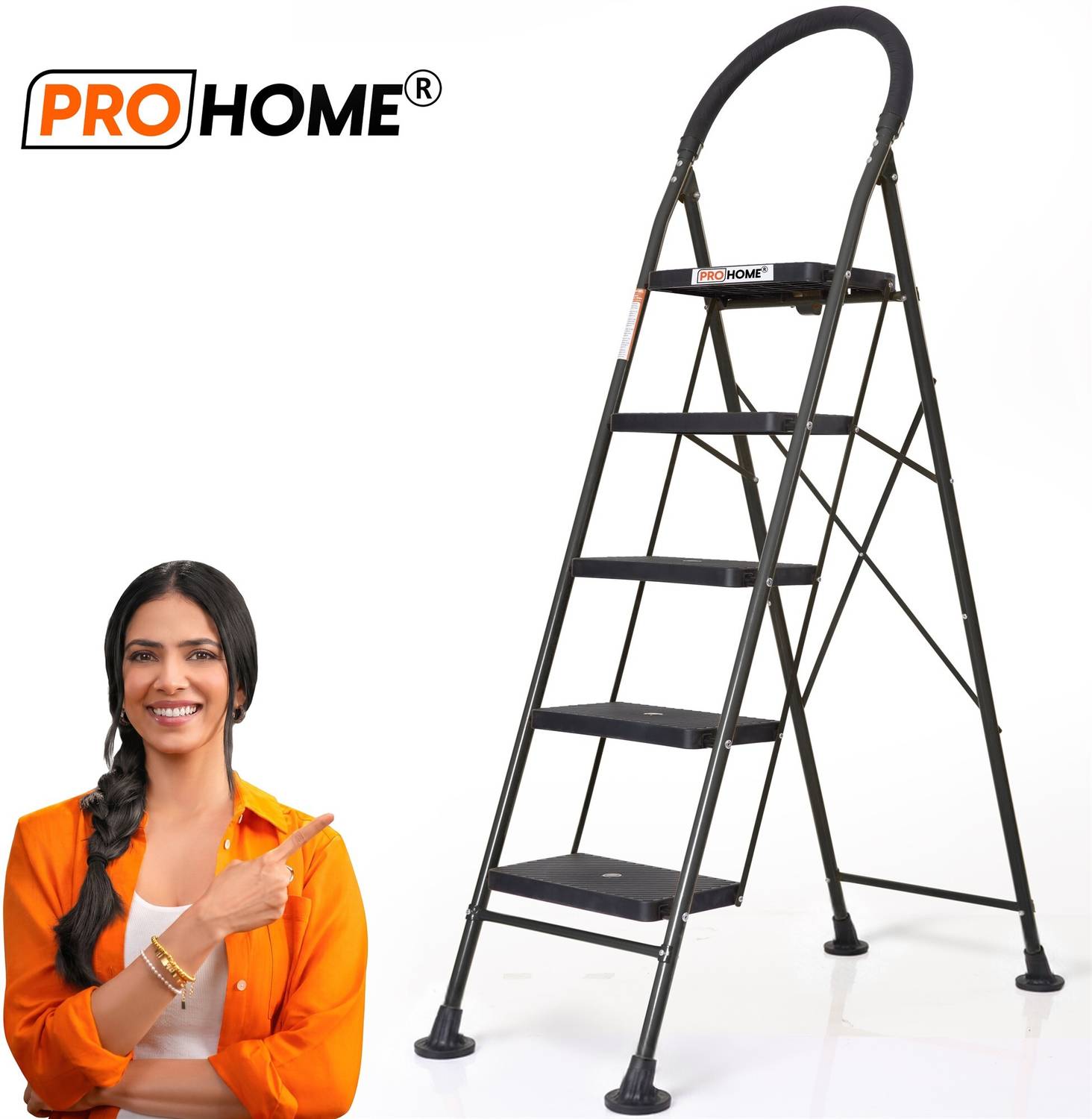 ProHome 5 Step Steel Ladder for Home With Anti Skid shoes Steel Ladder