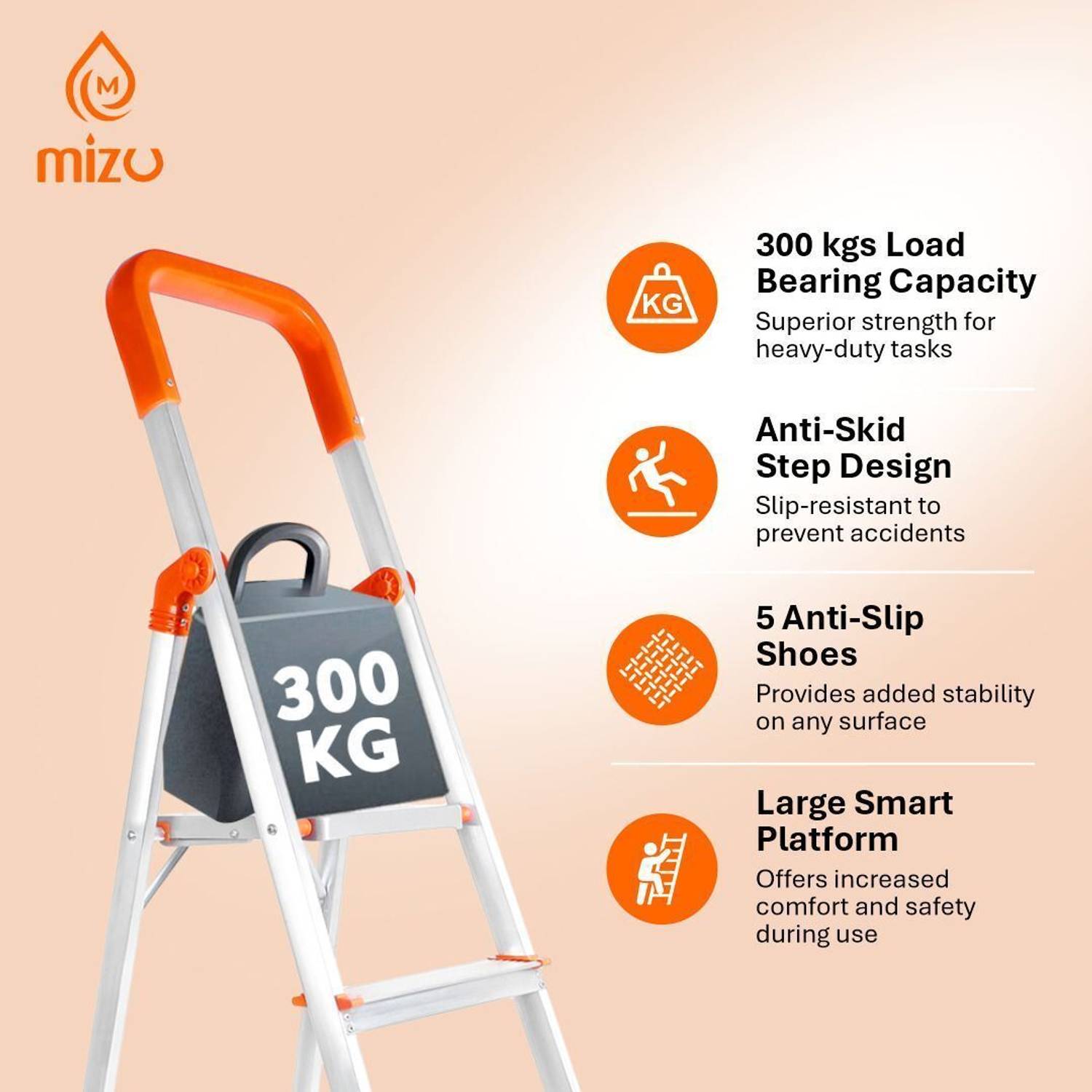 Mizu Exel 7 Steps Steel Ladder - Image 3