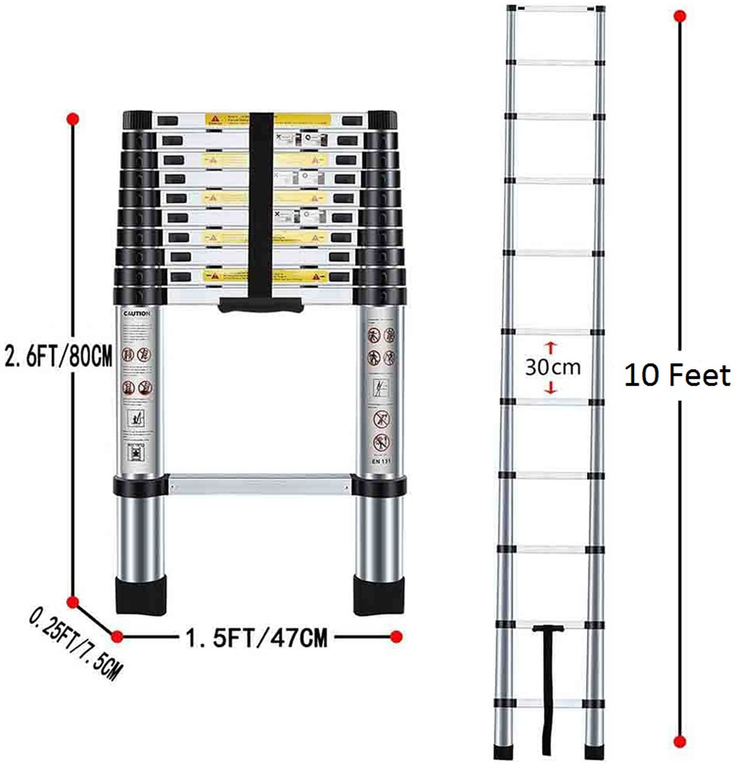 Image of Flipkart SmartBuy 11 Feet Portable Lightweight Compact Ultra Stable 3.2 Meter Telescopic Aluminium Ladder