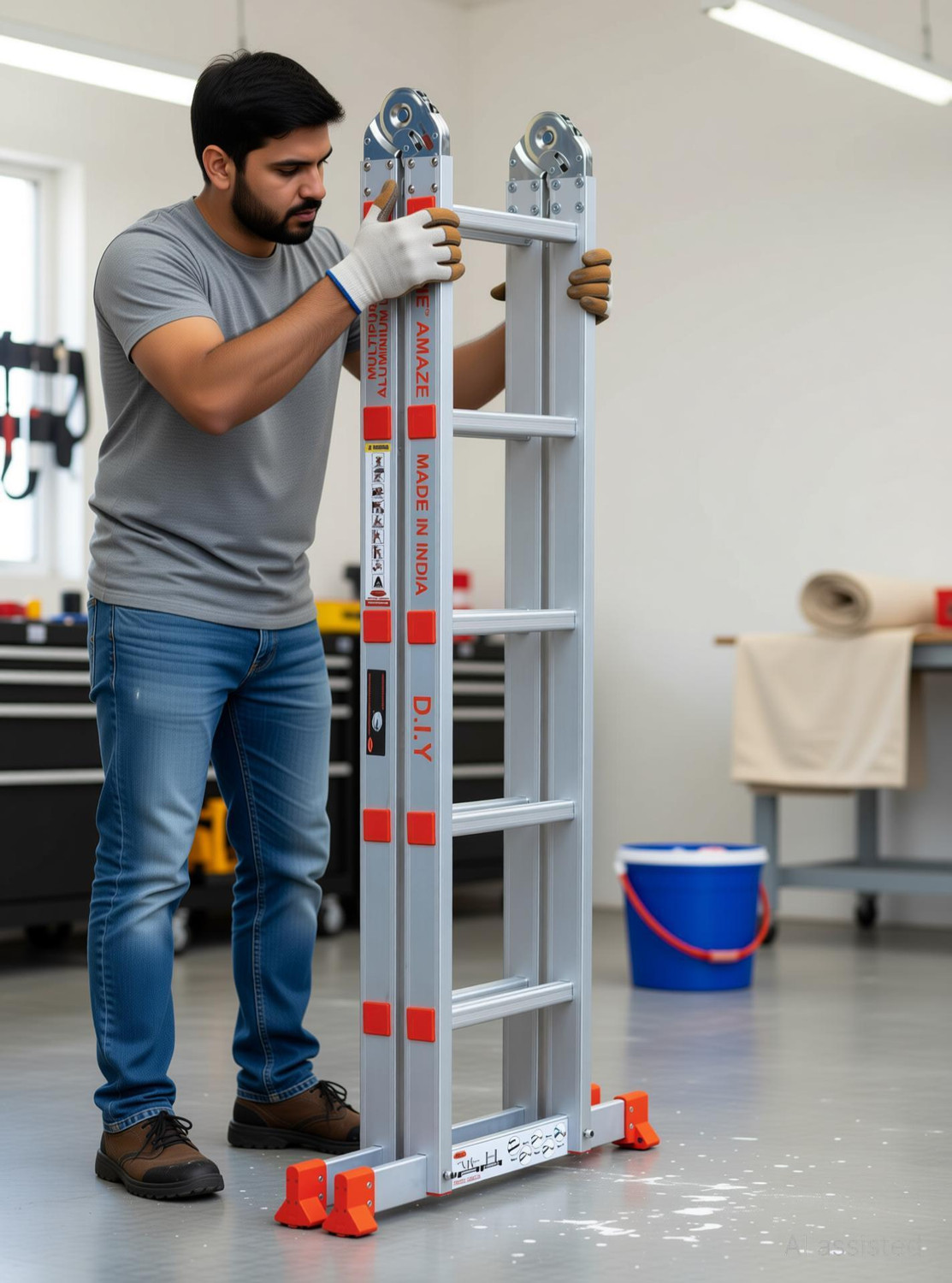 Image of Prime Amaze Multipurpose (10Ft.) inchMade in India inch Foldable Aluminium Ladder
