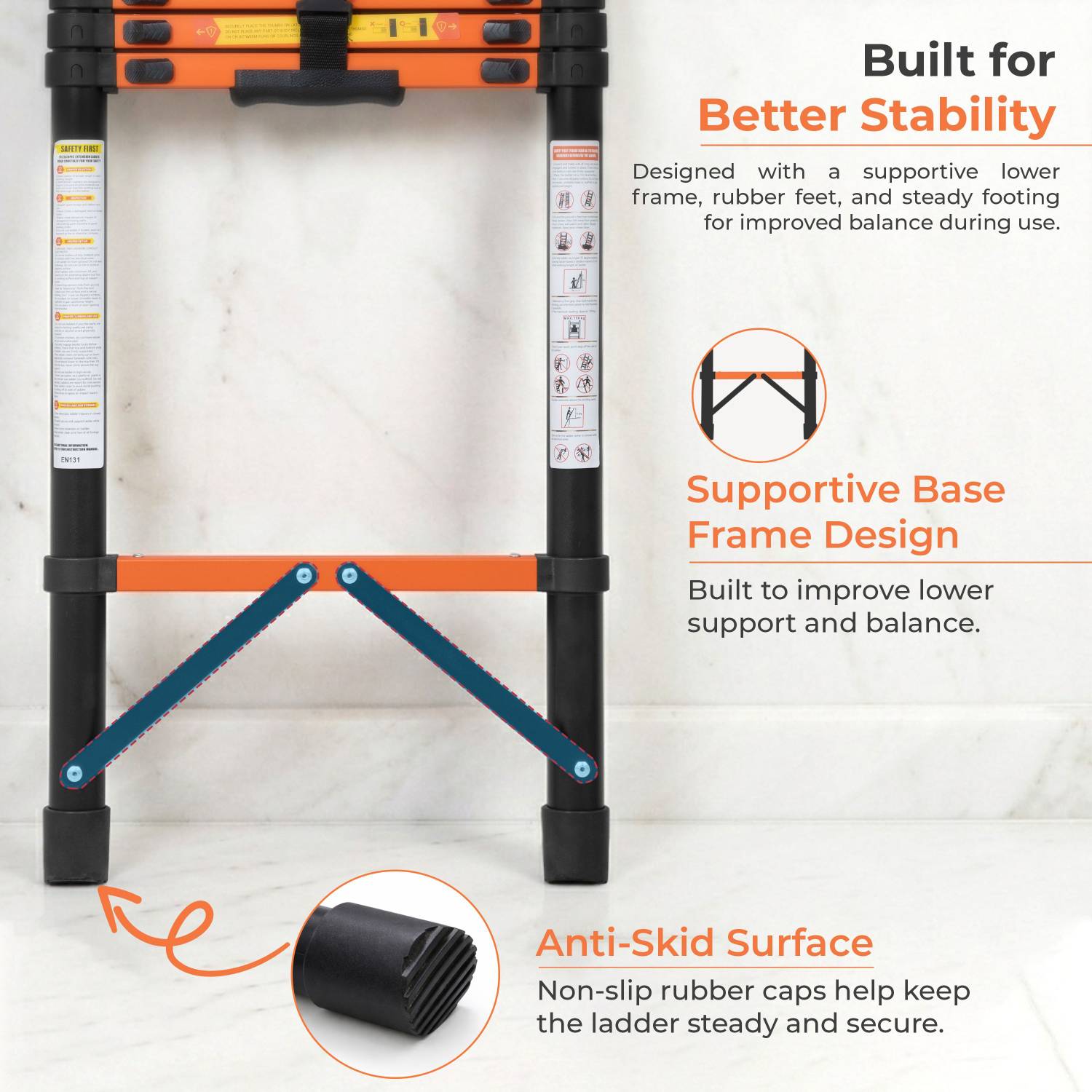 Plantex 2.3m Telescopic Ladder 6-Steps Carbon Steel - Image 5