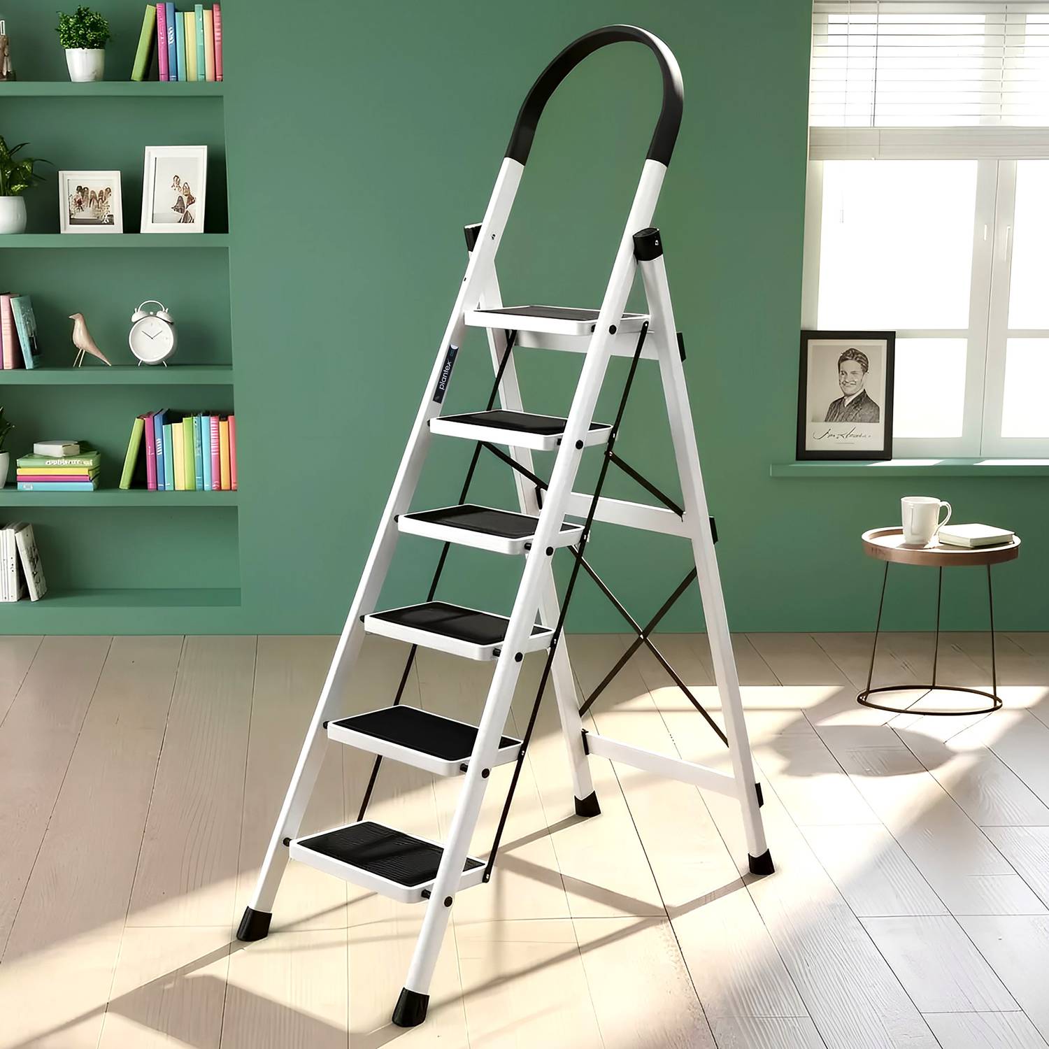 Plantex 6 Step Foldable Ladder, White - Image 1