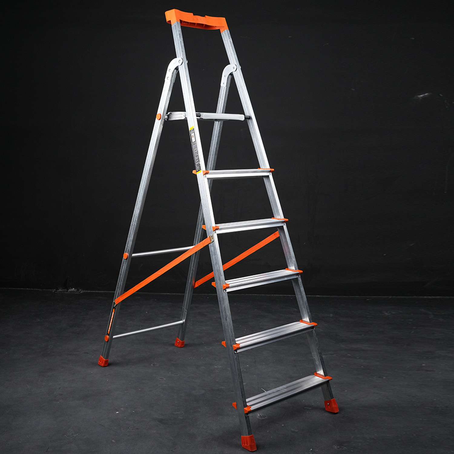 Image of EUROSTAR 6-Step Steel Ladder for Home Use with Tool Tray & Wide Platform Steel Ladder
