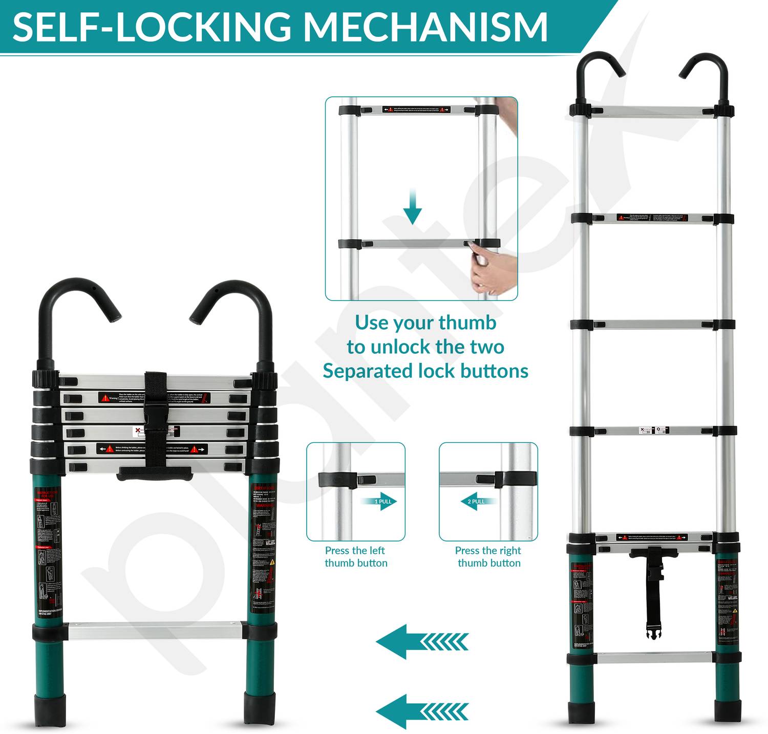 6.56ft Telescoping Ladder – Lightweight Anti-Slip Aluminum Extension Stair For Home Repairs, RV Access, Painting, And Everyday Tasks