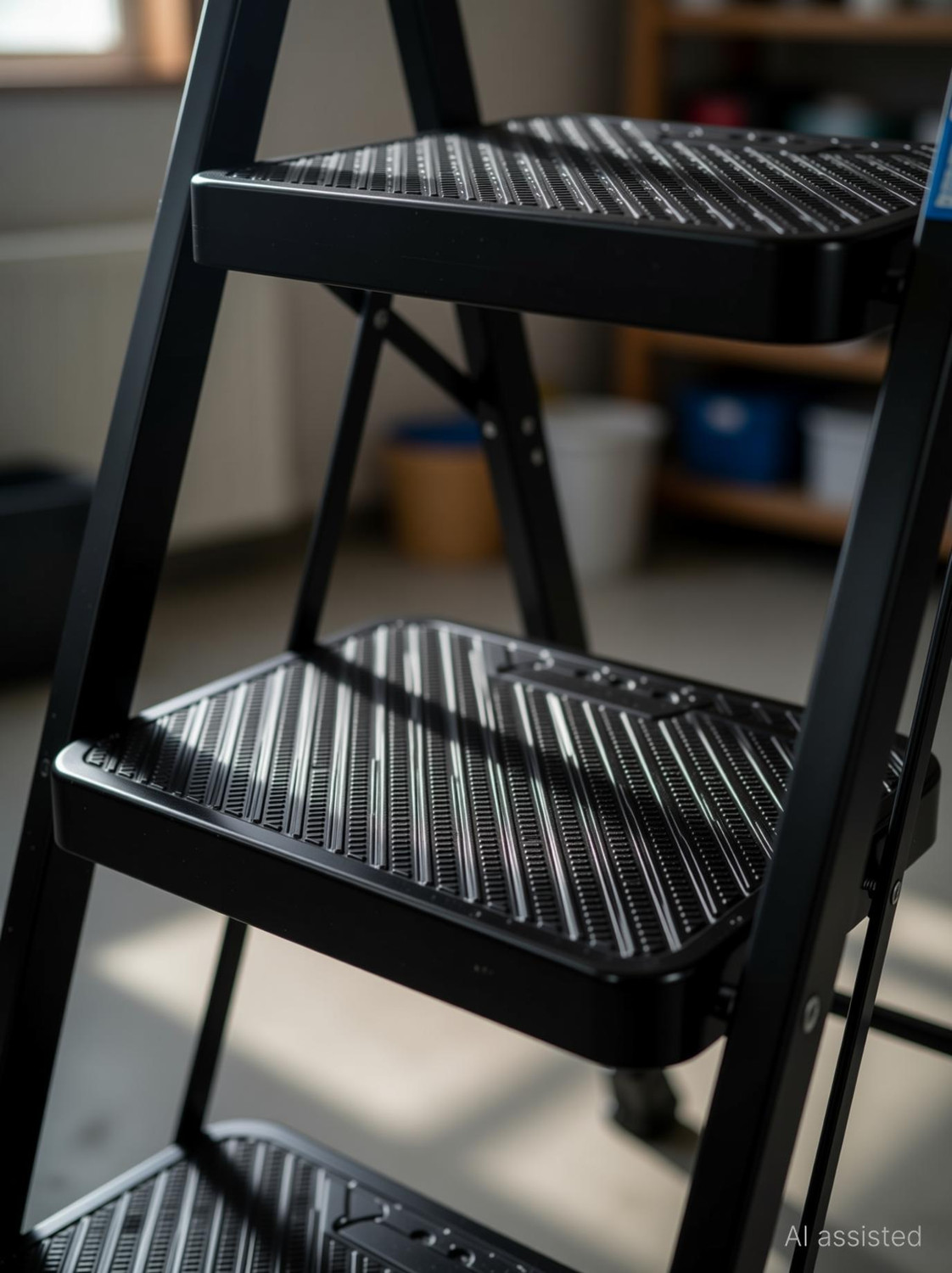 Image of Tidy Homz Arnoia 3 Step Foldable Metal Ladder with Anti-Slip Steps | 110 kg Load Capacity Steel Ladder