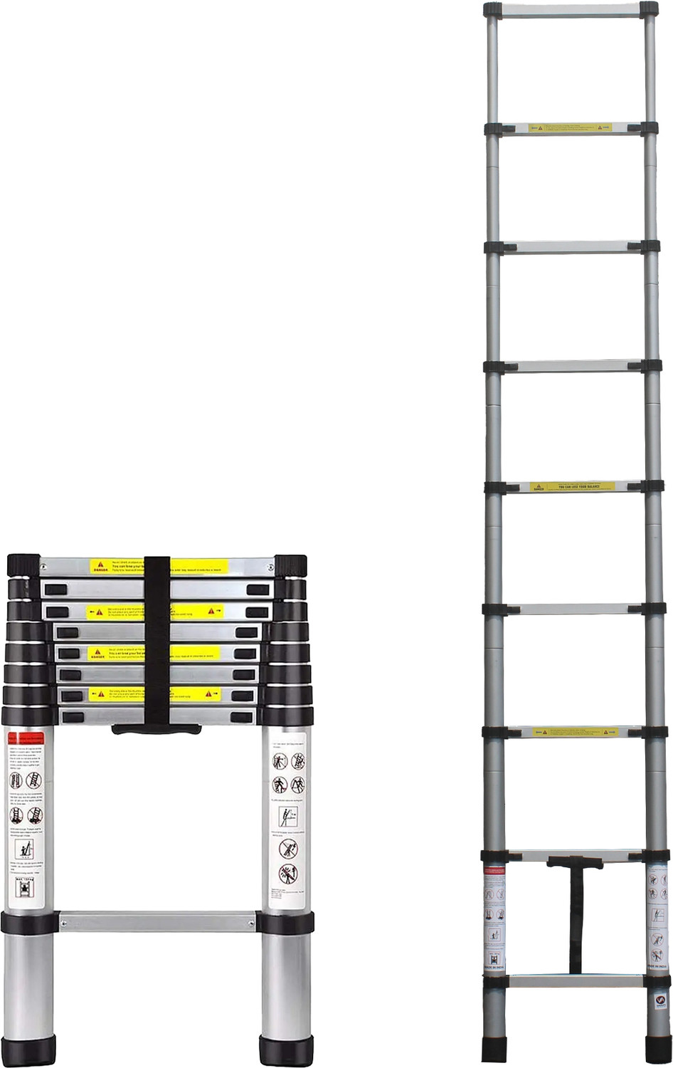 Image of Flipkart SmartBuy 2.6M(8.5FT) Multi-Purpose,Compact & Easy to Carry Telescopic Ladder Extendable Aluminium Ladder