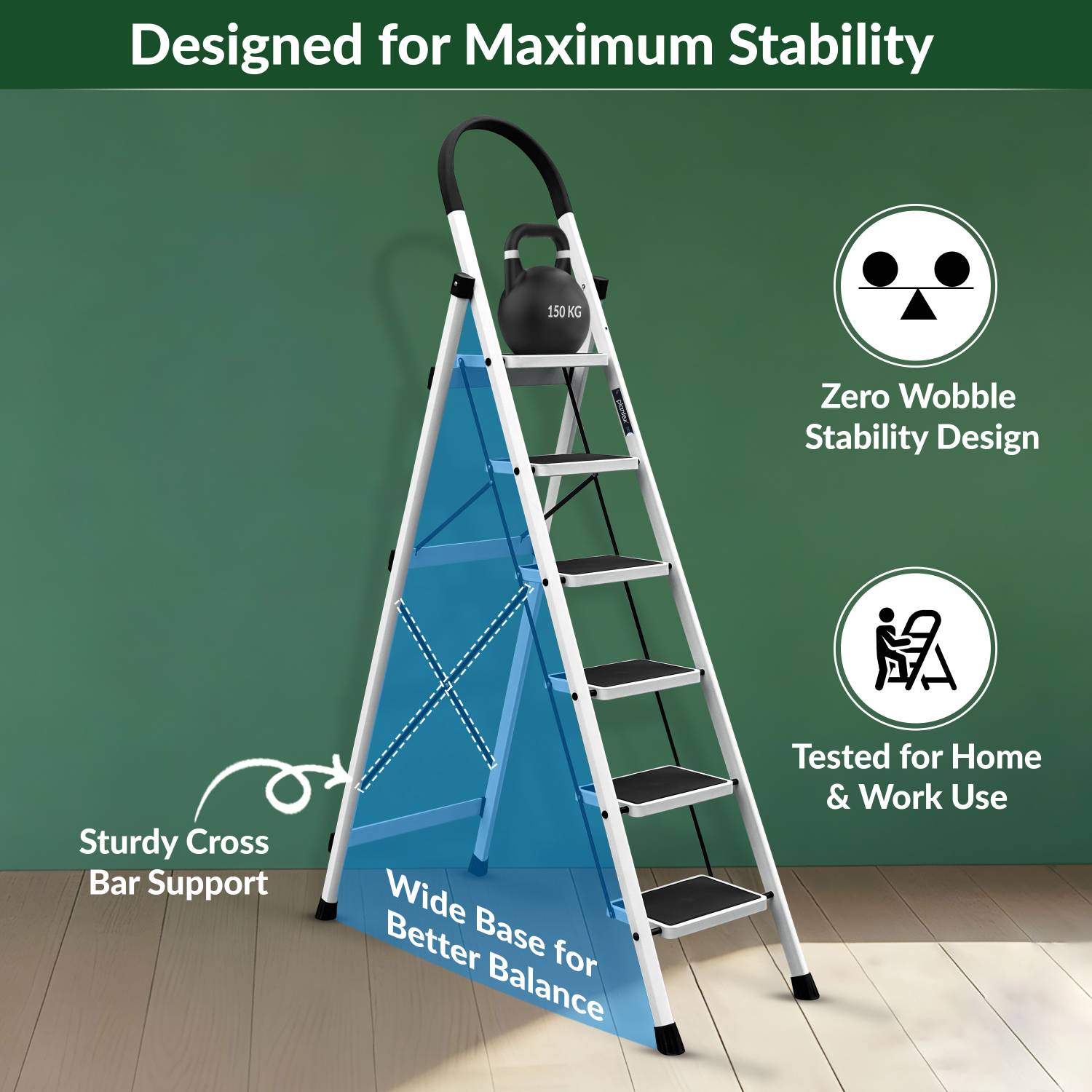 Plantex 6 Step Foldable Ladder, White - Image 4