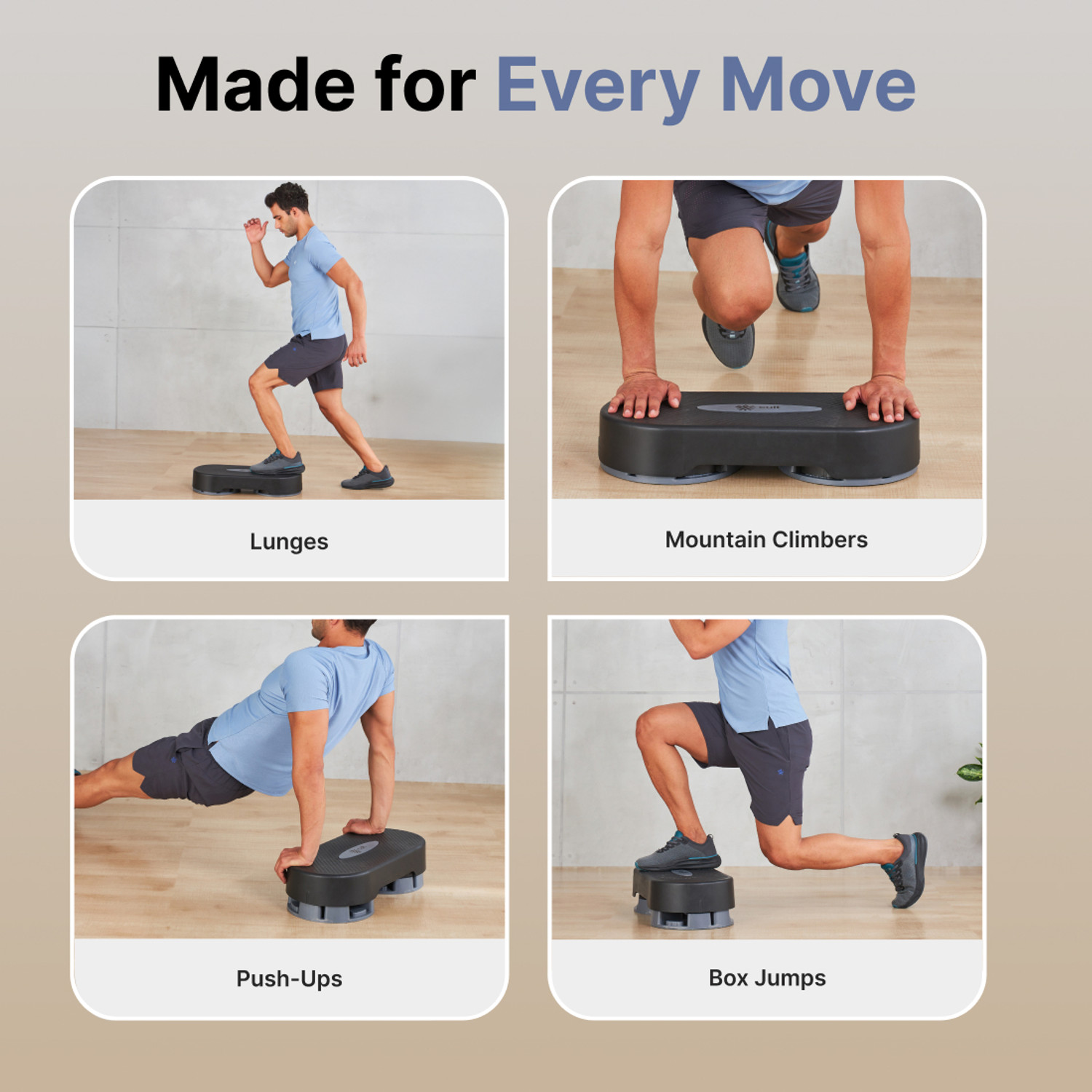 Image of Cult Aerobic Stepper Adjustable 3-in-1 Gym Stepper (Grey) Stepper