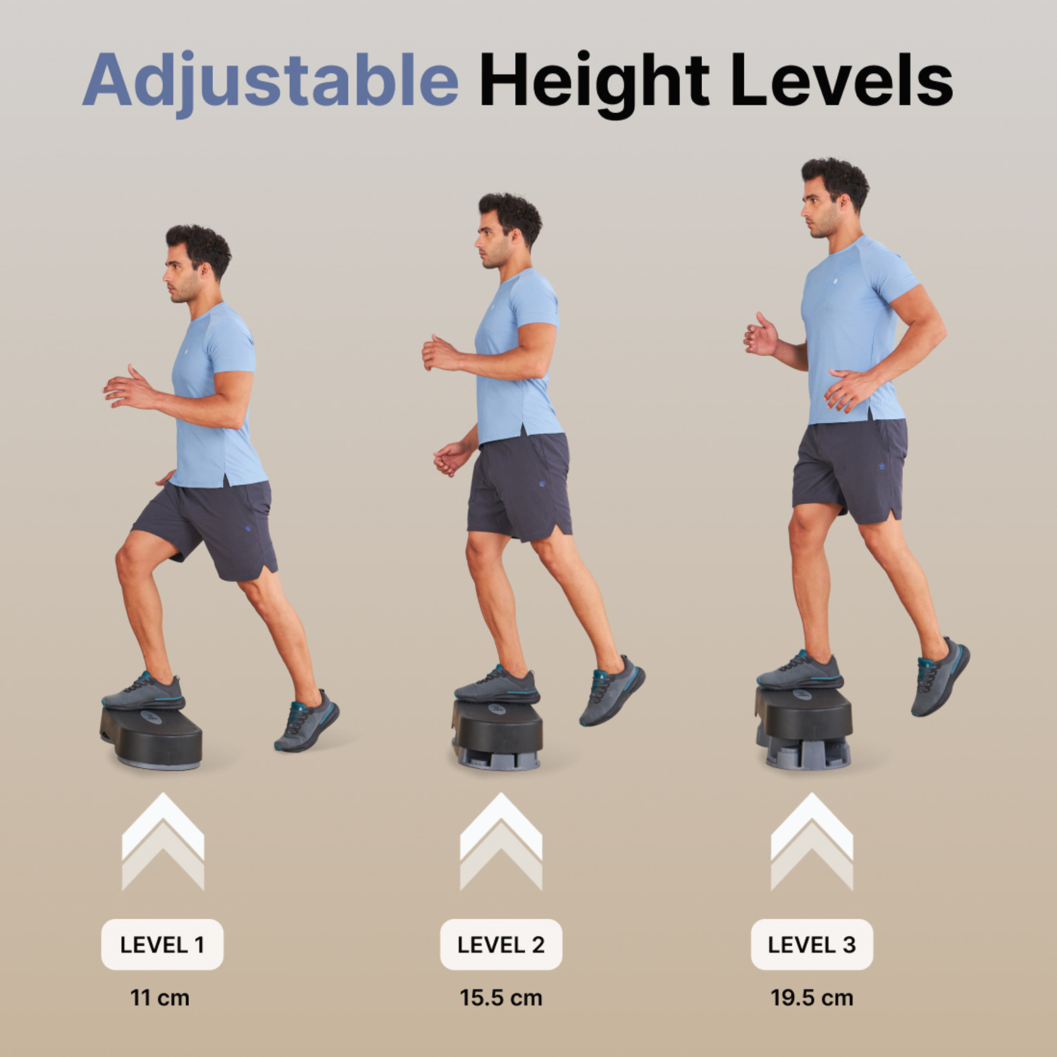 Image of Cult Aerobic Stepper Adjustable 3-in-1 Gym Stepper (Grey) Stepper