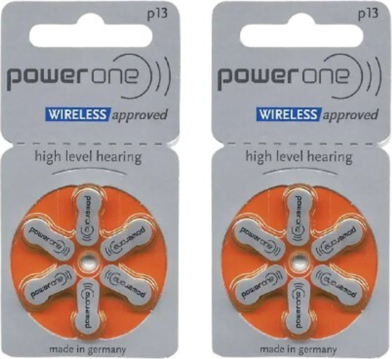 Image of Power one P13 Hearing Aid Battery (6X2 strip) 12 Cells Hearing Aid Battery Stethoscope Case