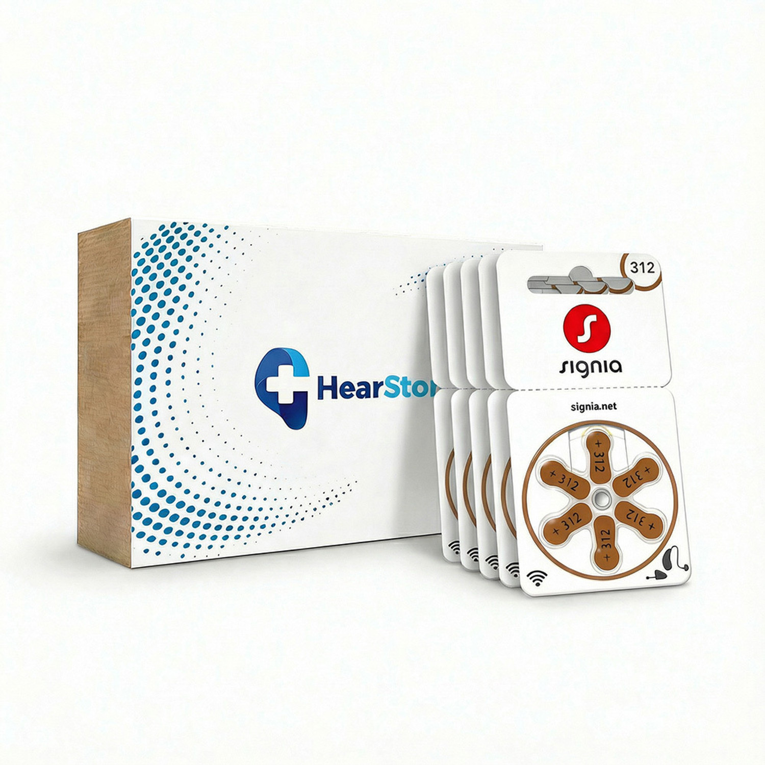 Image of Signia Hearing Aid Battery Size 312- Pack of 30 Batteries with Hearstore Storage Box for Long Battery Life Stethoscope Case