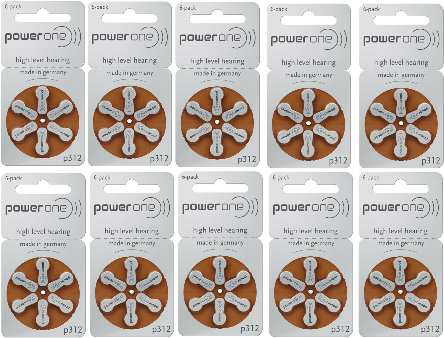 Image of Power one P312 Hearing Aid Batteries 1.45V 10 patta (60 battery) Button Cells Stethoscope Case