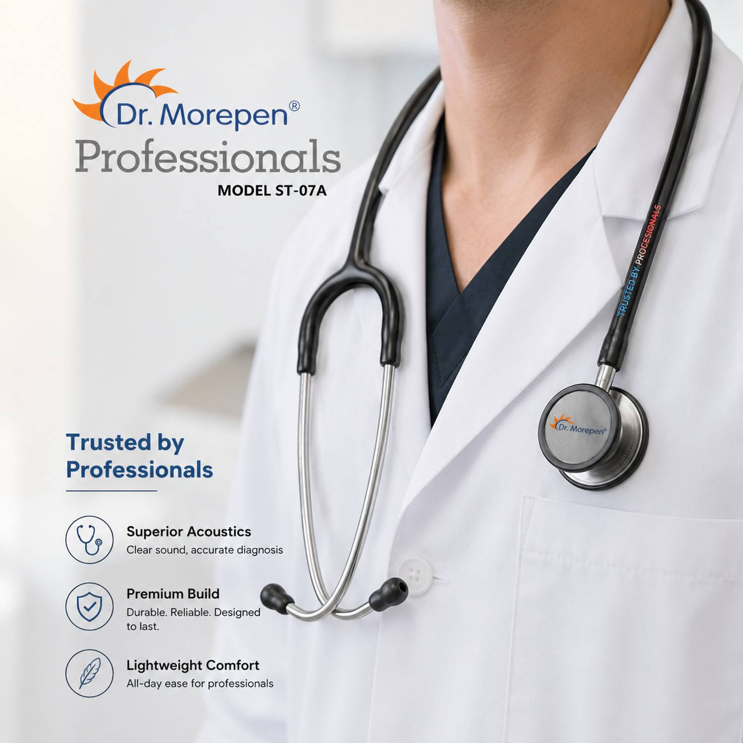 Dr. Morepen ST-07A Professional Stethoscope for Doctors & Students
