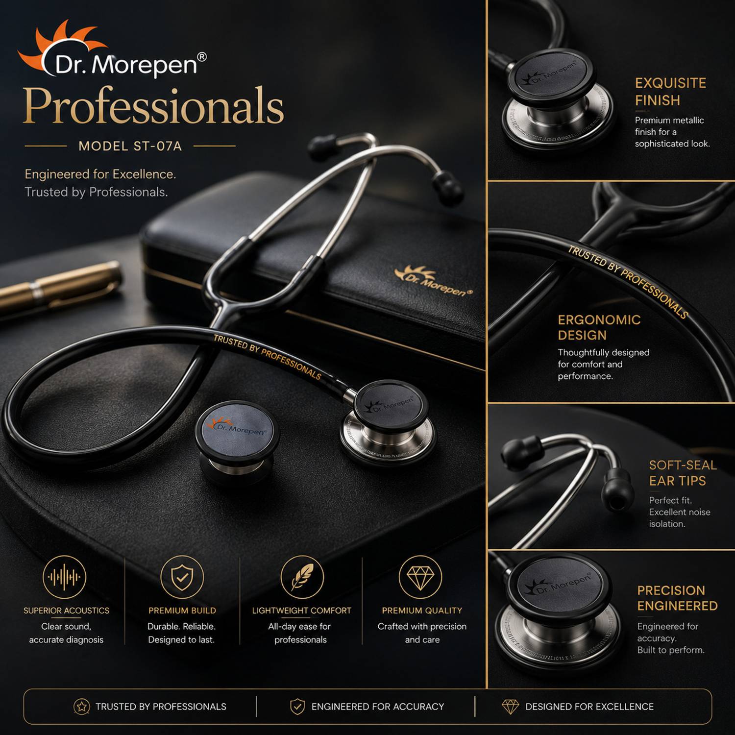 Dr. Morepen ST-07A Professional Stethoscope for Doctors & Students