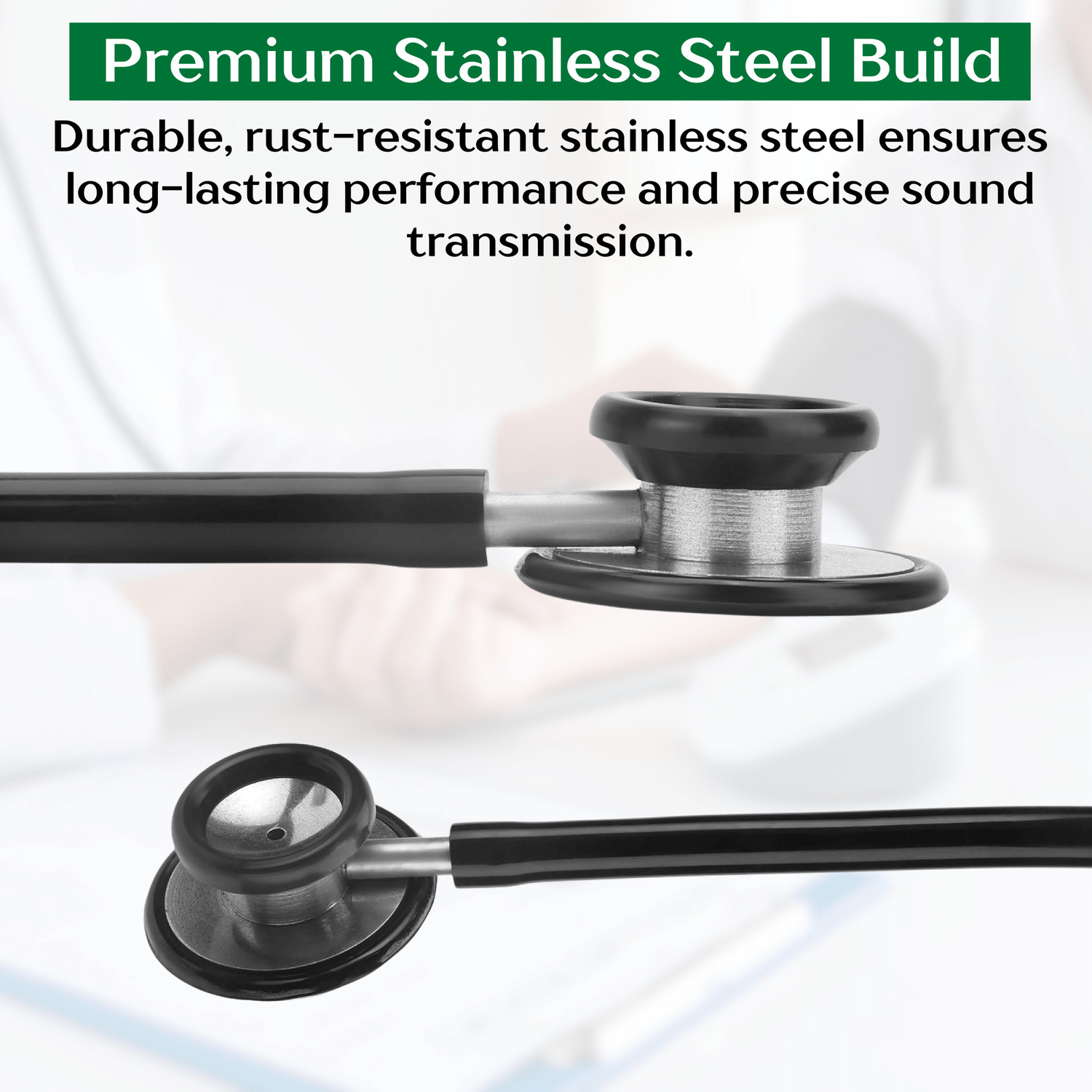 Image of DR DOC EchoFlex II Premium Stethoscope with Metal Head For Medical Students and Doctors Stethoscope (Silver)