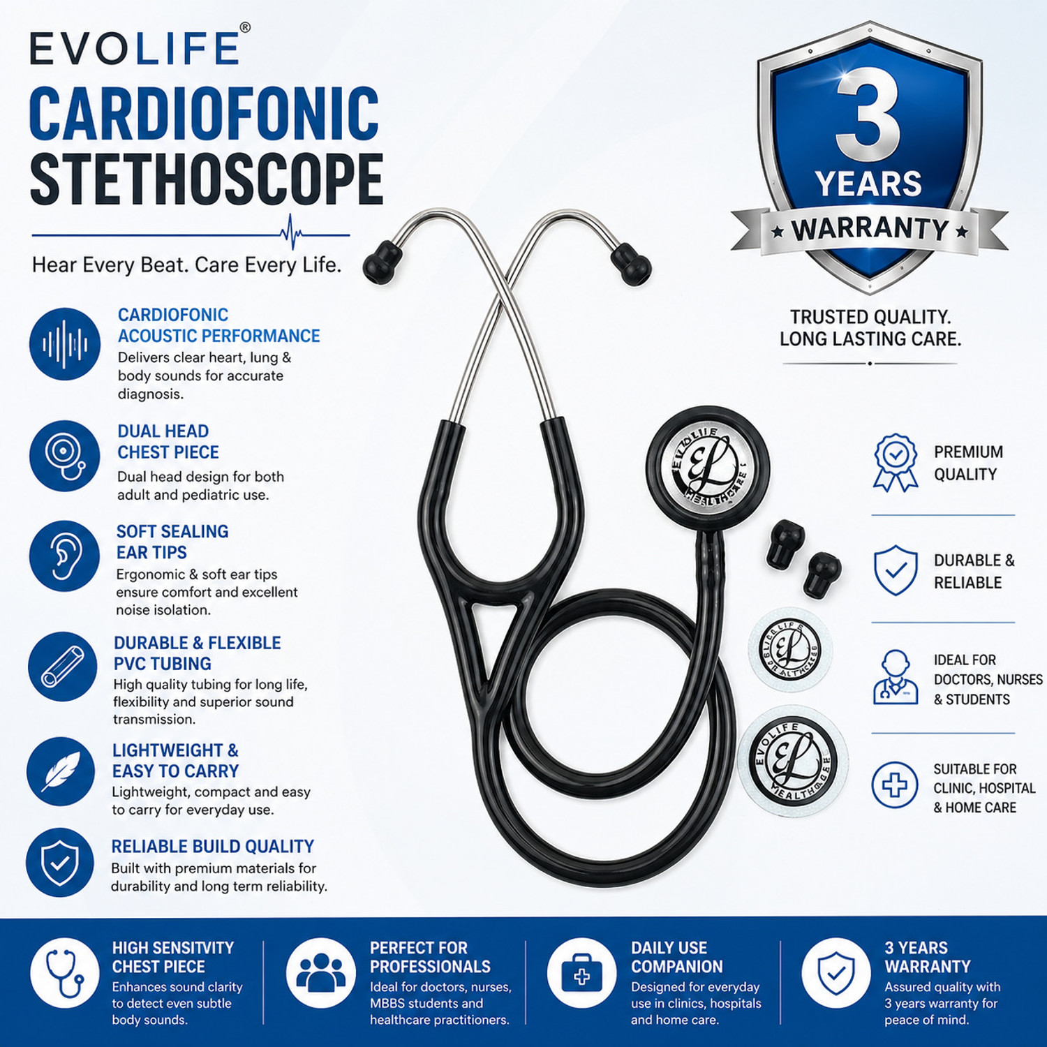 Image of Evolife Cardiofonic Stethoscope manual Stethoscope